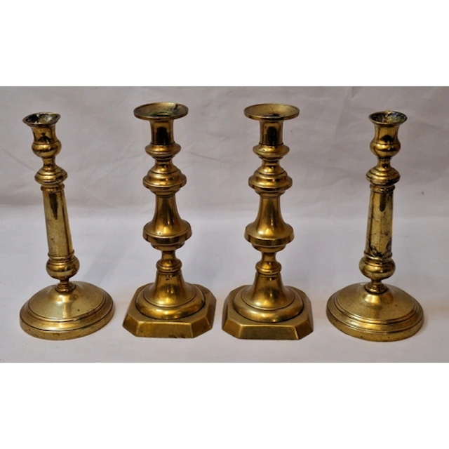 Pair C19th Georgian Gun Barrel Style Candlesticks with circu...