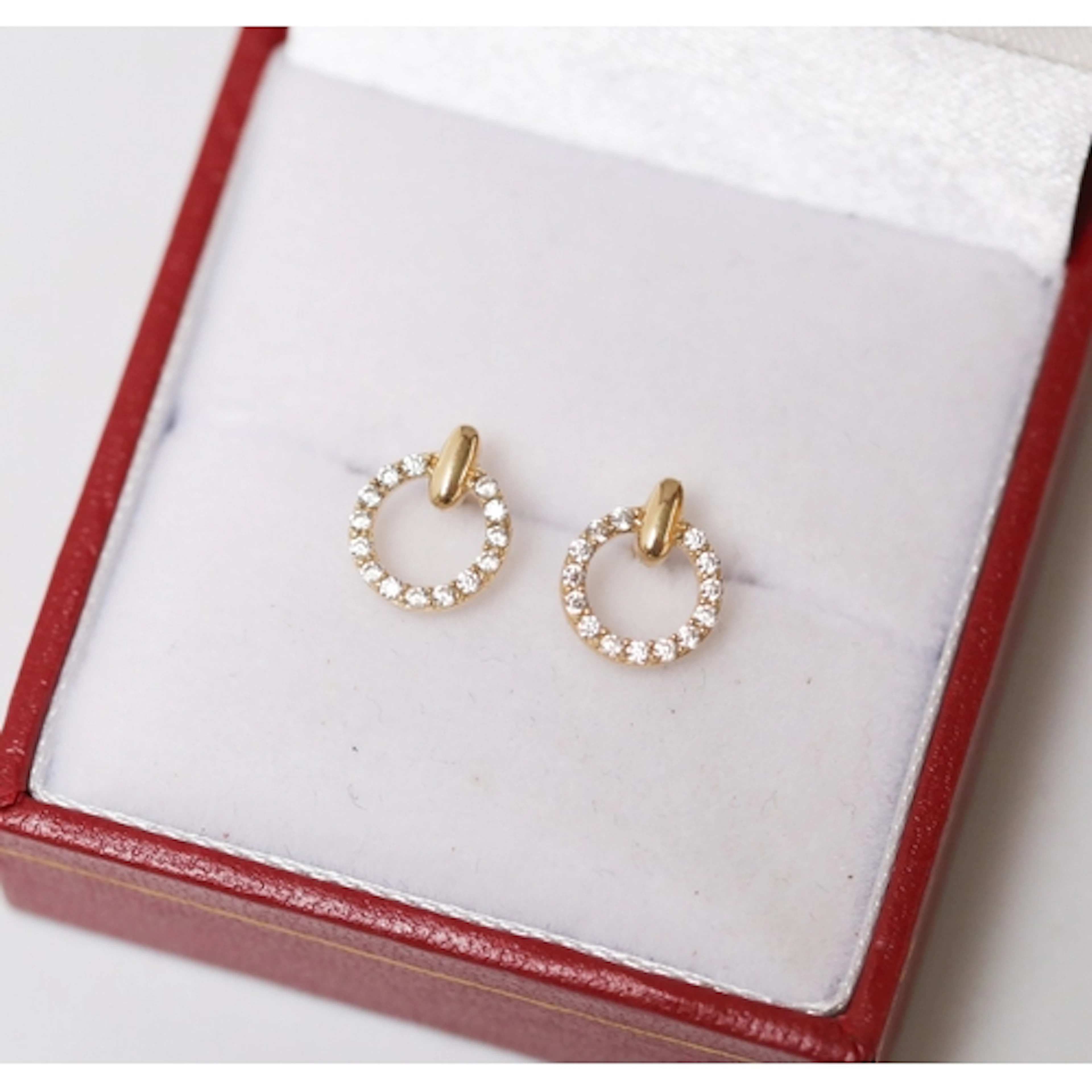 Pair of Cubic Zirconia Set Circular Form Earrings, Mounted i...