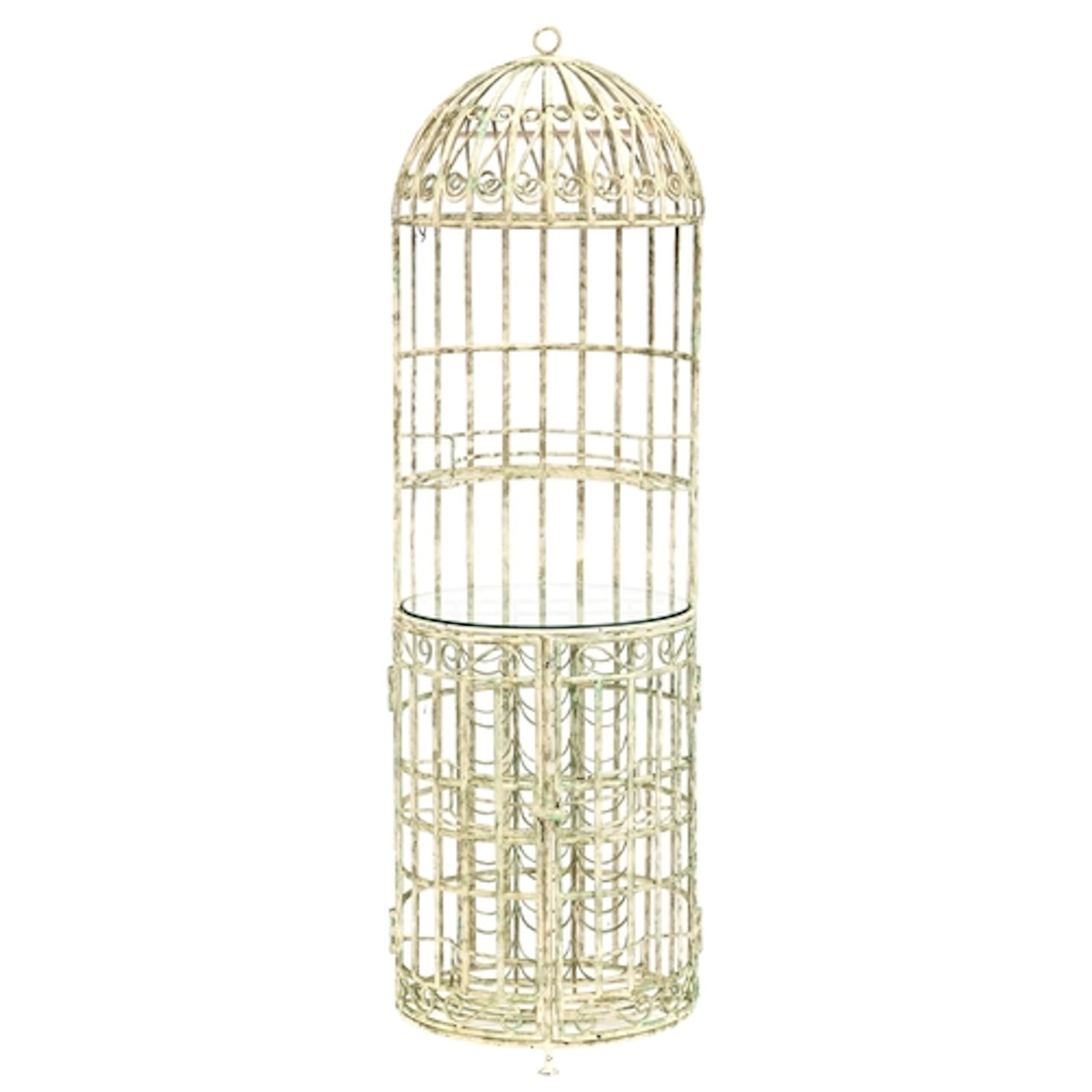 An iron and steel canopied open cylindrical garden drinks ta...