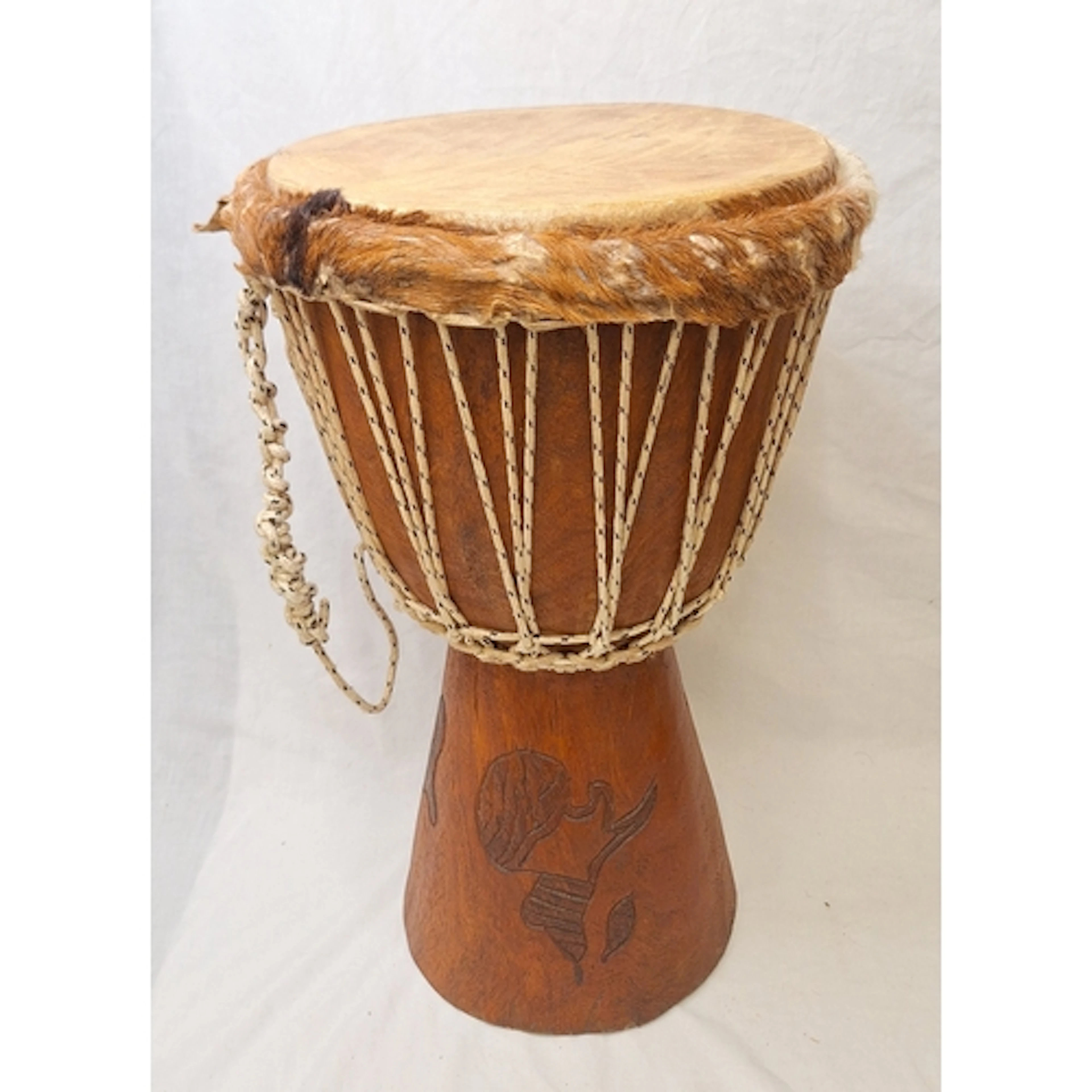 Large Animal Skin Topped Tom Tom Drum in fabric animal print...