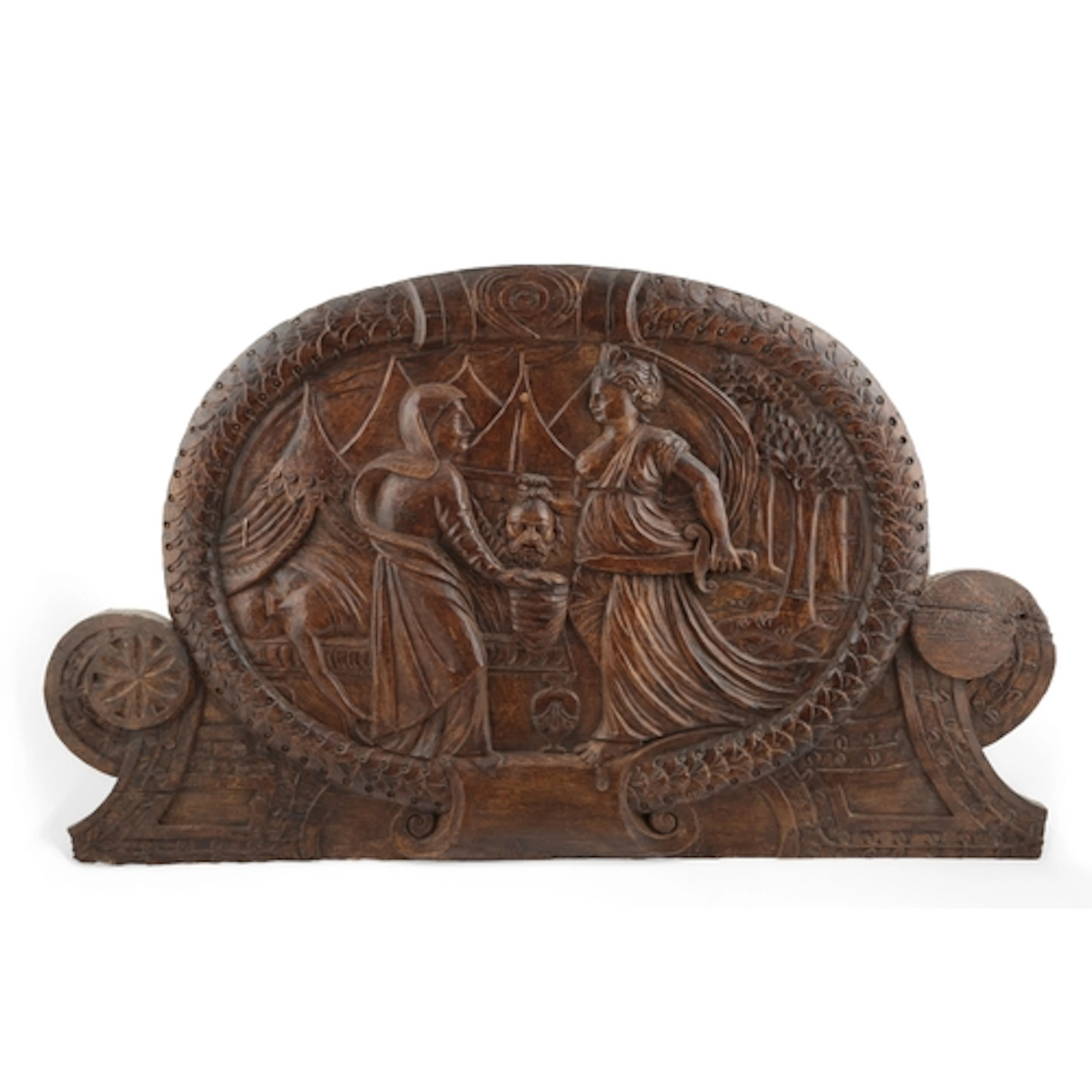 A French limewood relief plaque, 18th century, carved in re...