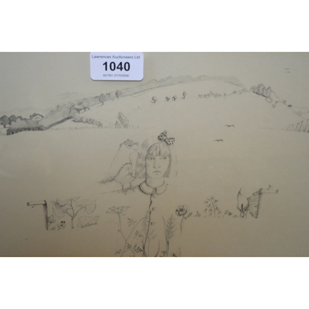 Alfreda Benje (?), pencil drawing, ' Scarecrow ', 18 x 29cm