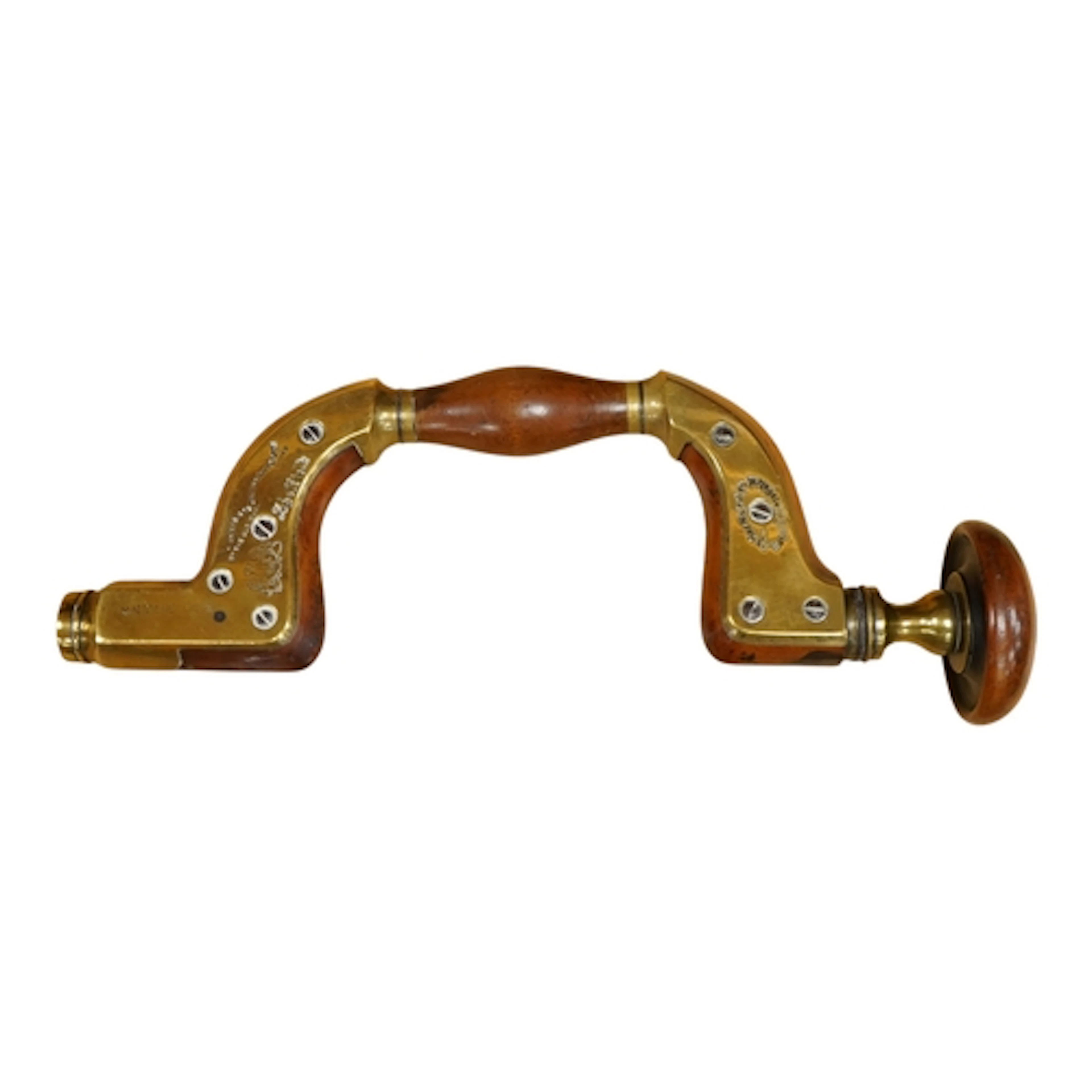 A scarce Marples Ultimatum brass framed boxwood brace with e...