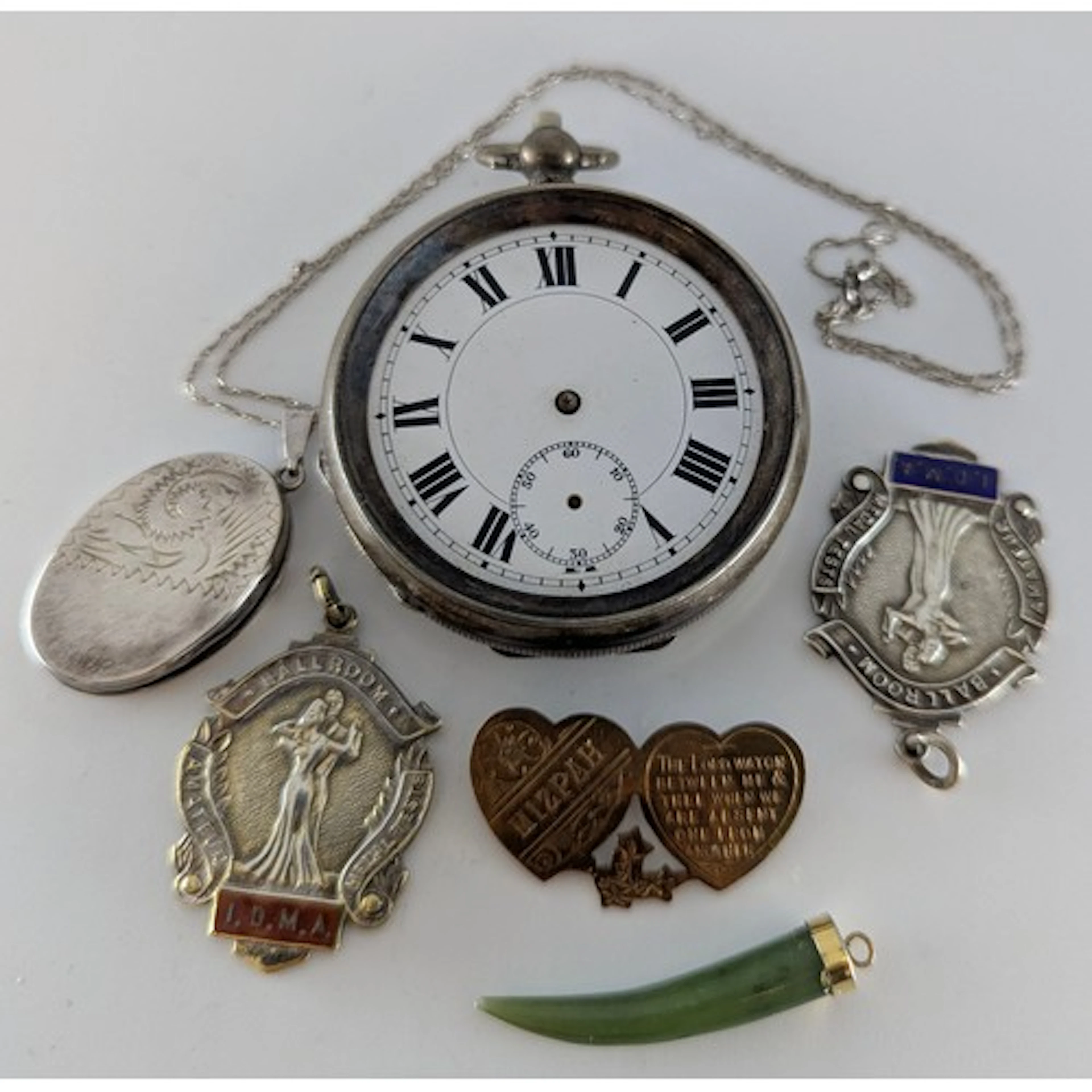 A continental silver pocket watch, import marks, Glasgow 192...