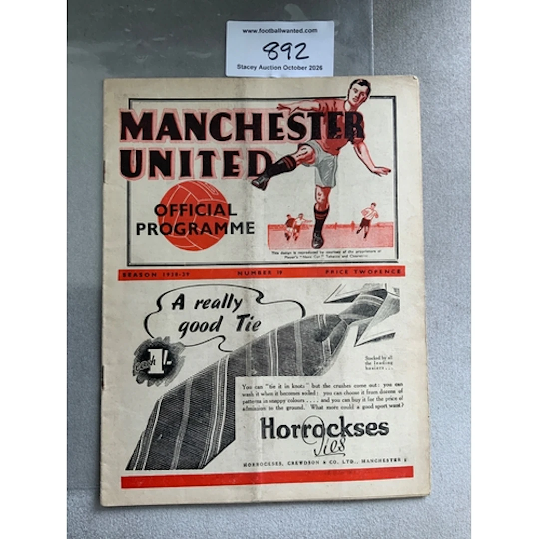 1938 - 1939 Manchester United v Leeds United Football Progra...