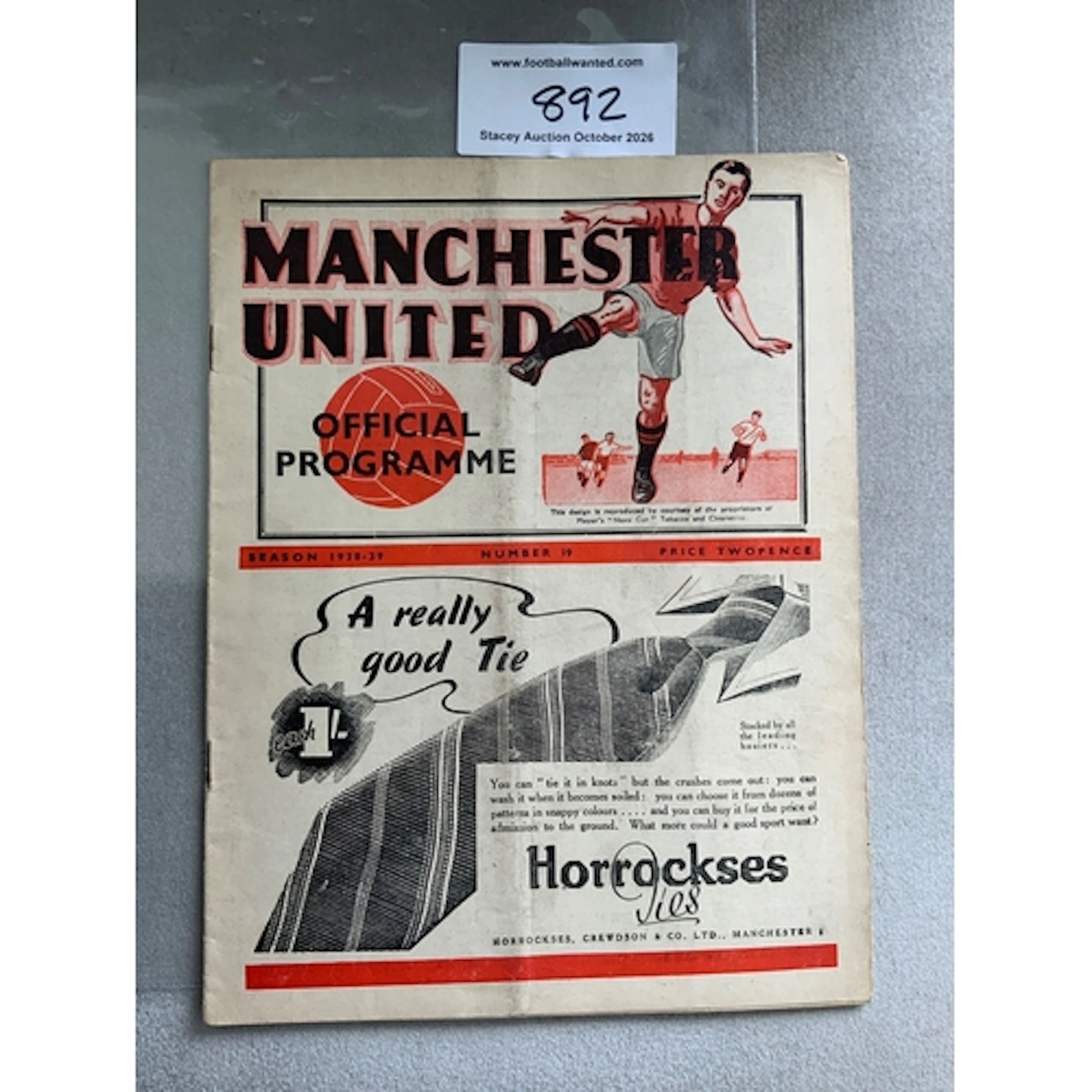 1938 - 1939 Manchester United v Leeds United Football Progra...