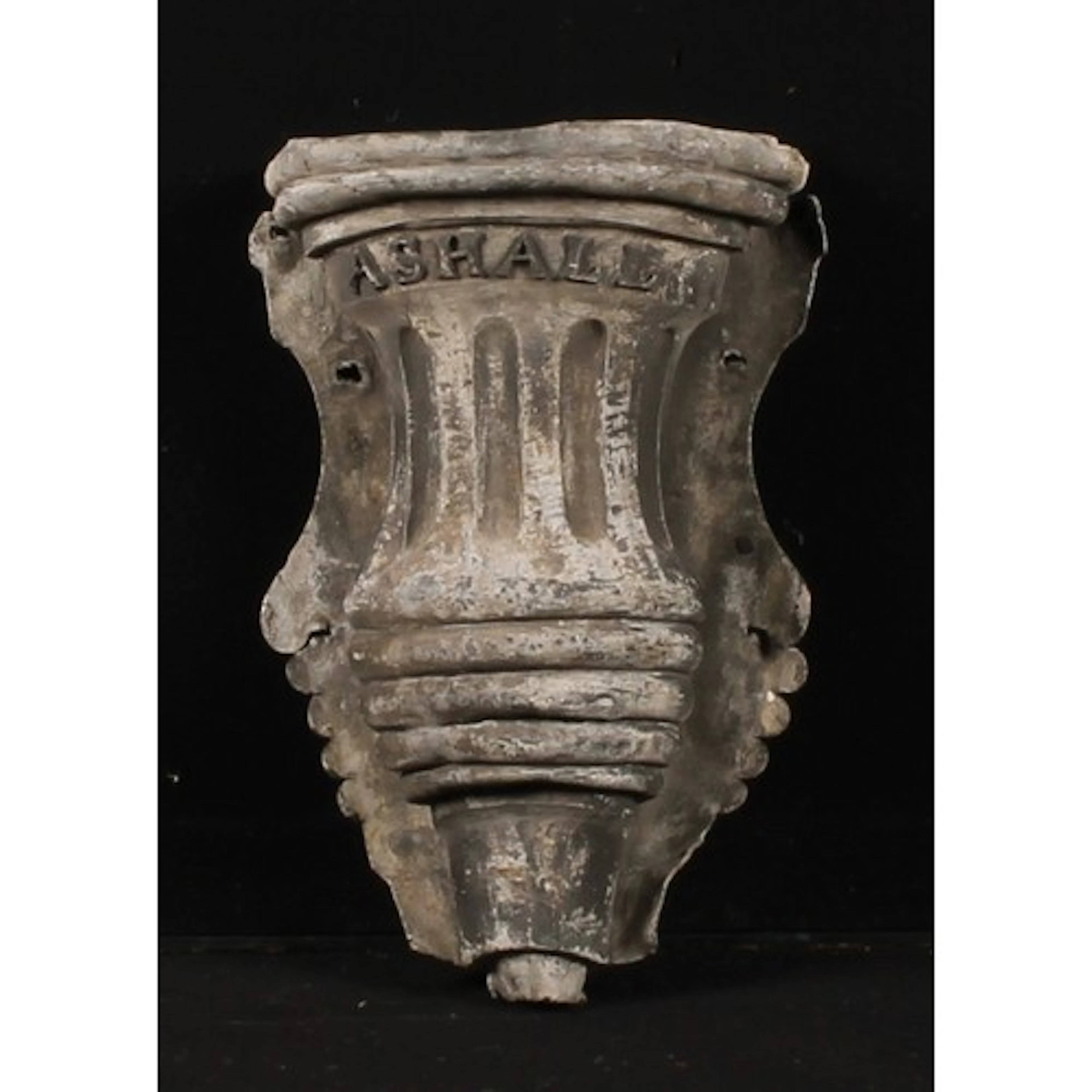 Architectural Salvage - a campana shaped lead hopper, inscri...