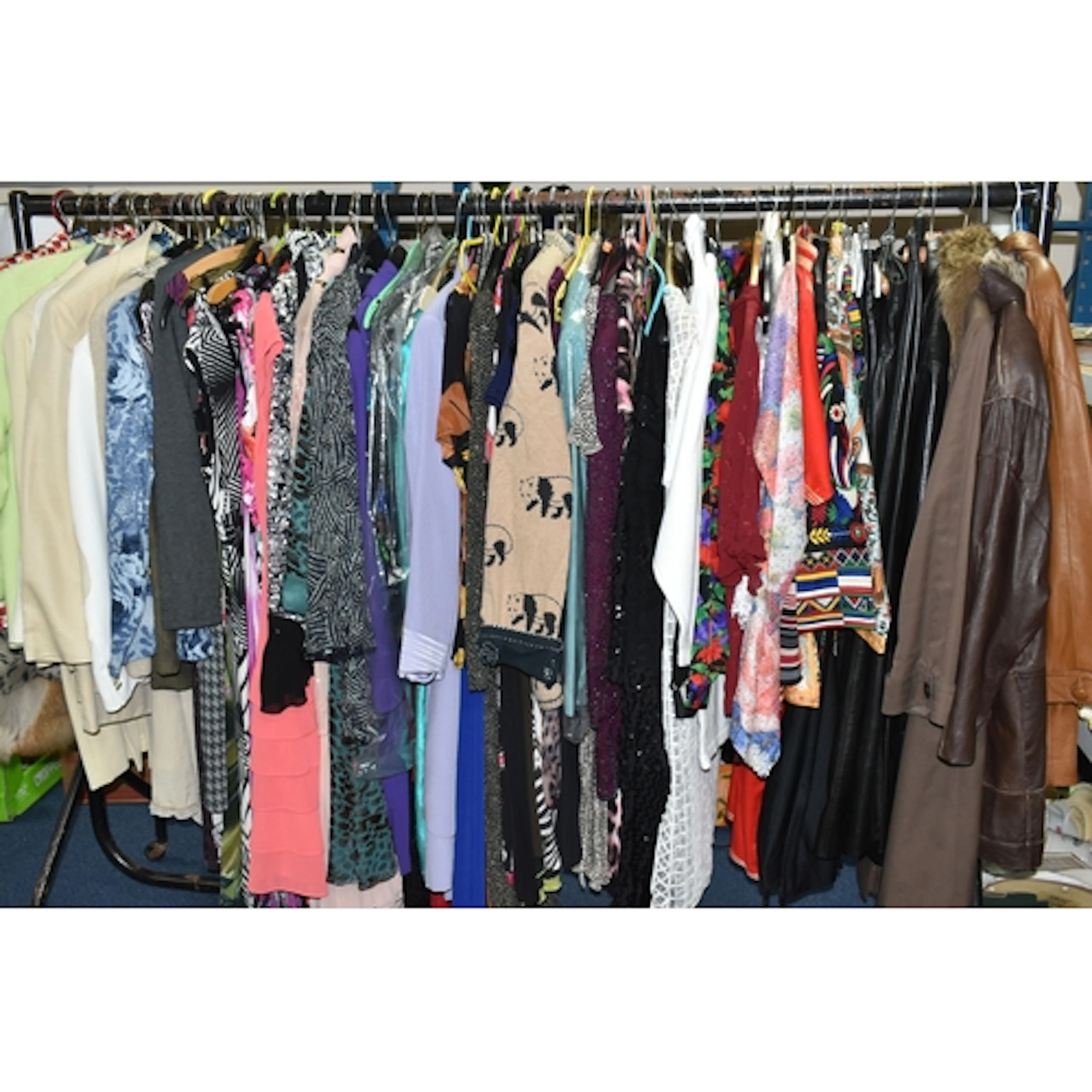 A QUANTITY OF VINTAGE LADIES CLOTHES, approximately seventy-...
