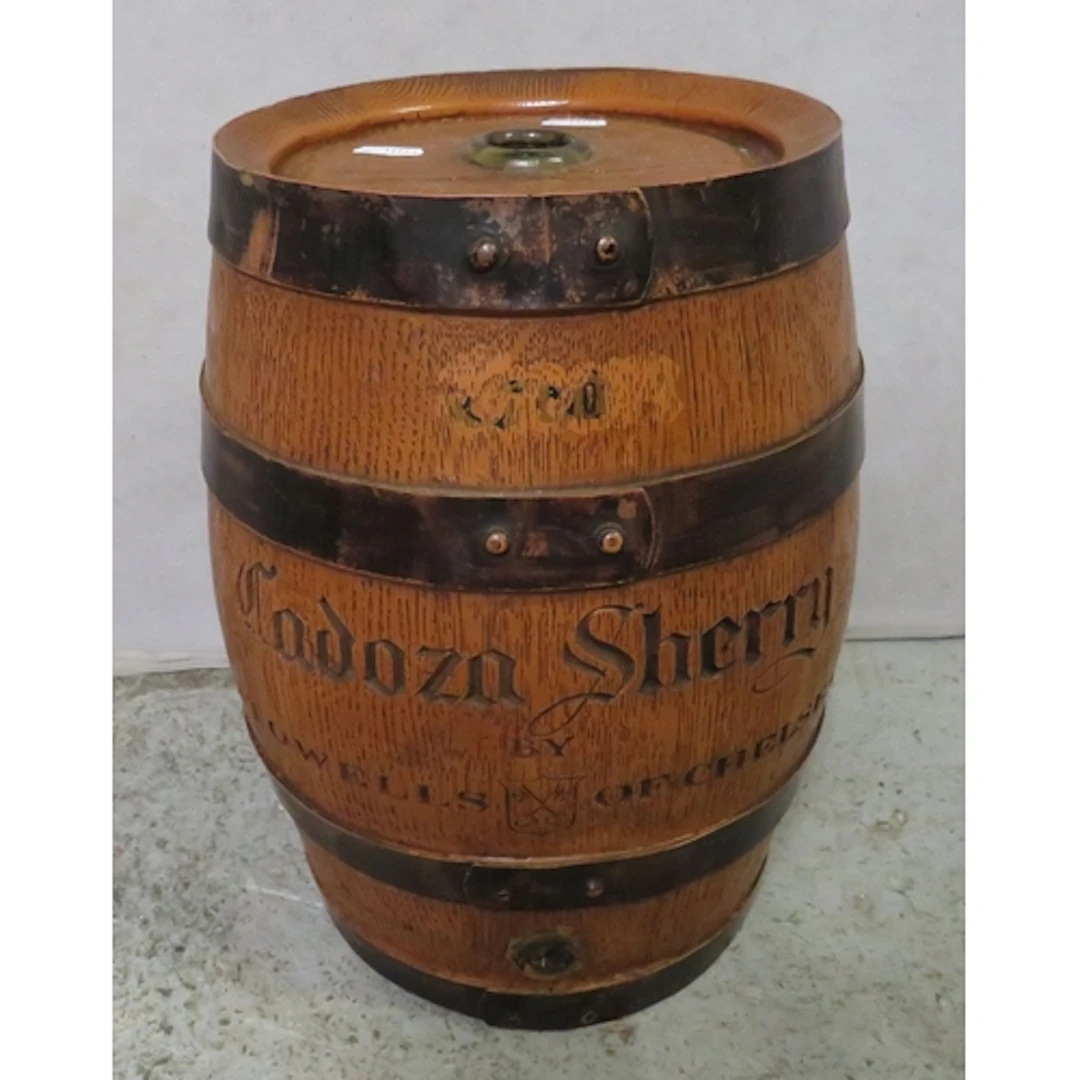 Small Wooden Codaza Sherry Wooden Barrel, carved writing to ...