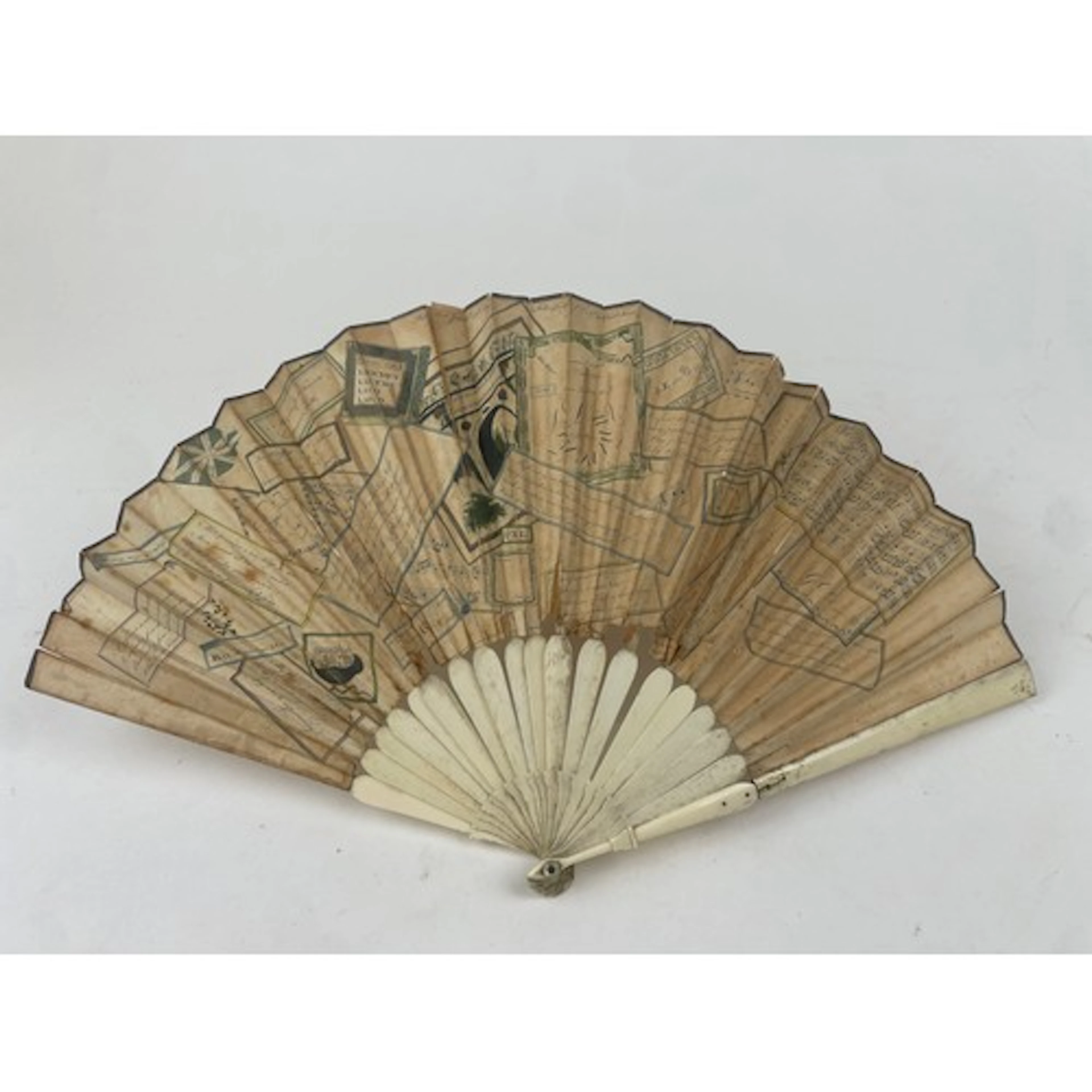 A George III paper and bone mounted conundrum type hand fan,...