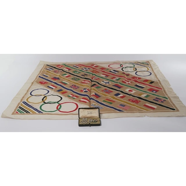 Sports Memorabilia: a 1936 Berlin Olympics silk scarf, the O...