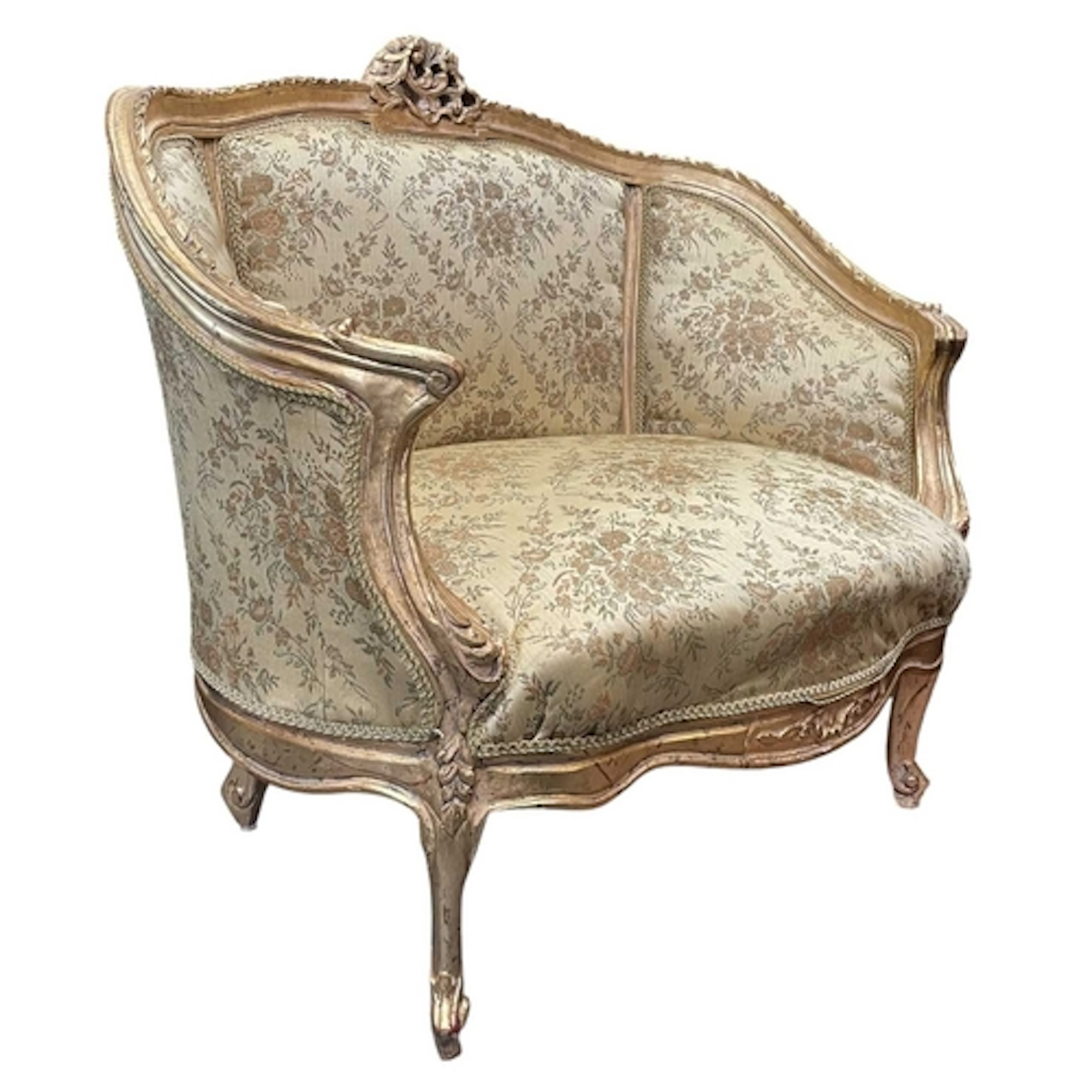 An early to mid 20th century Louis XV-style marquise armchai...