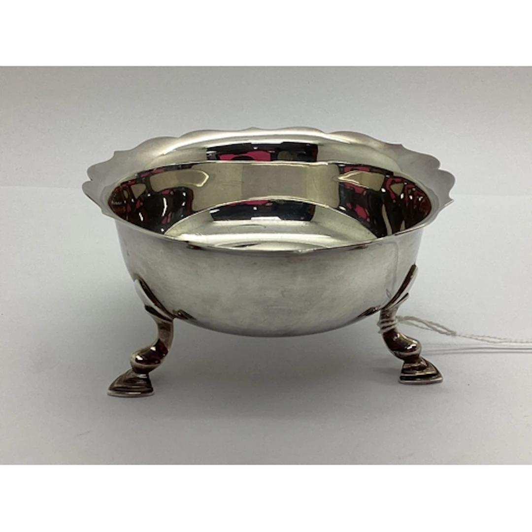 A Hallmarked Silver Sugar Bowl, EBSLd, London 1924, with wav...