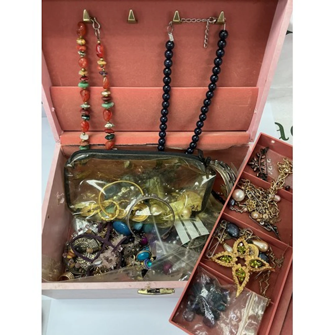 A box of assorted costume jewellery