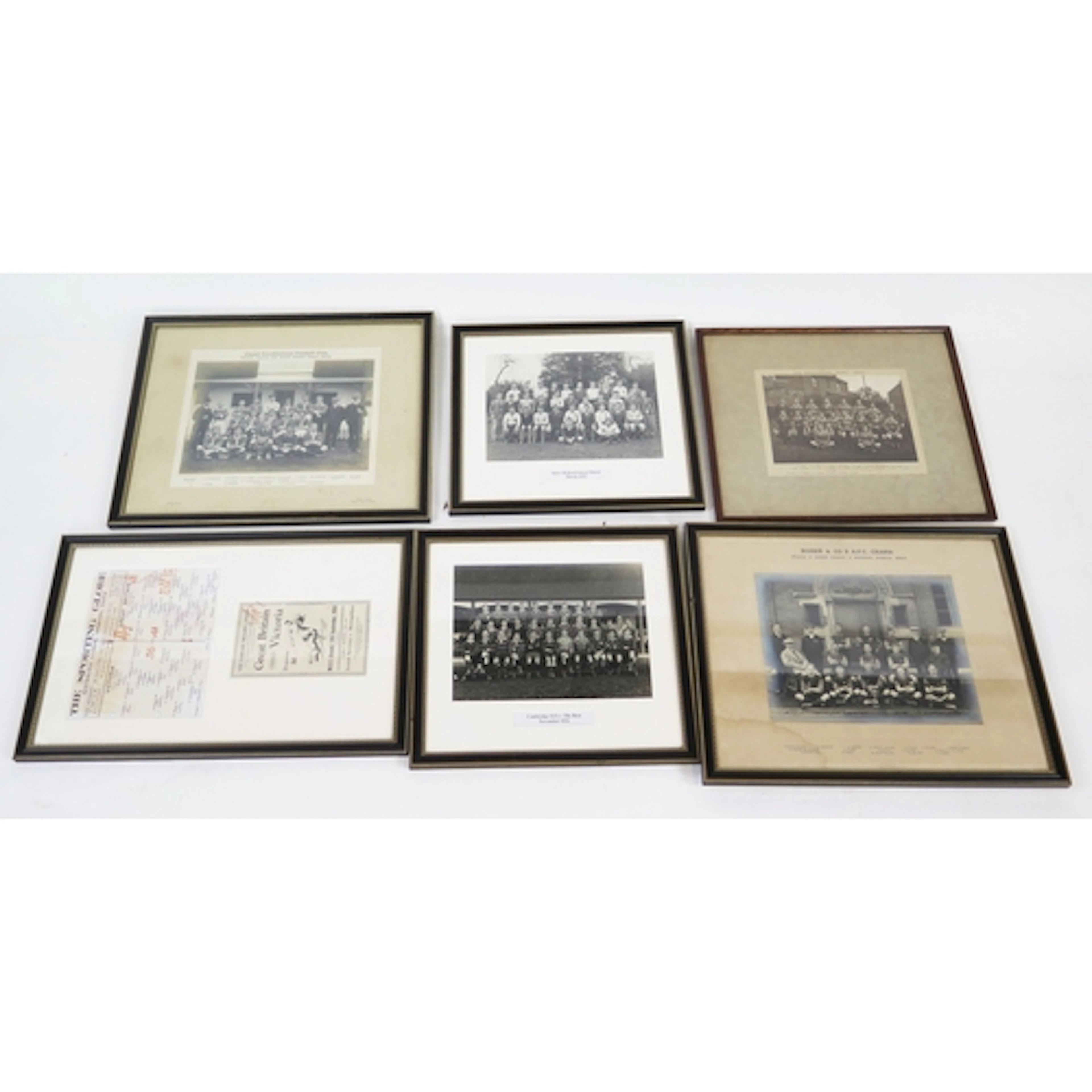 A collection of assorted monochrome photographs of rugby and...