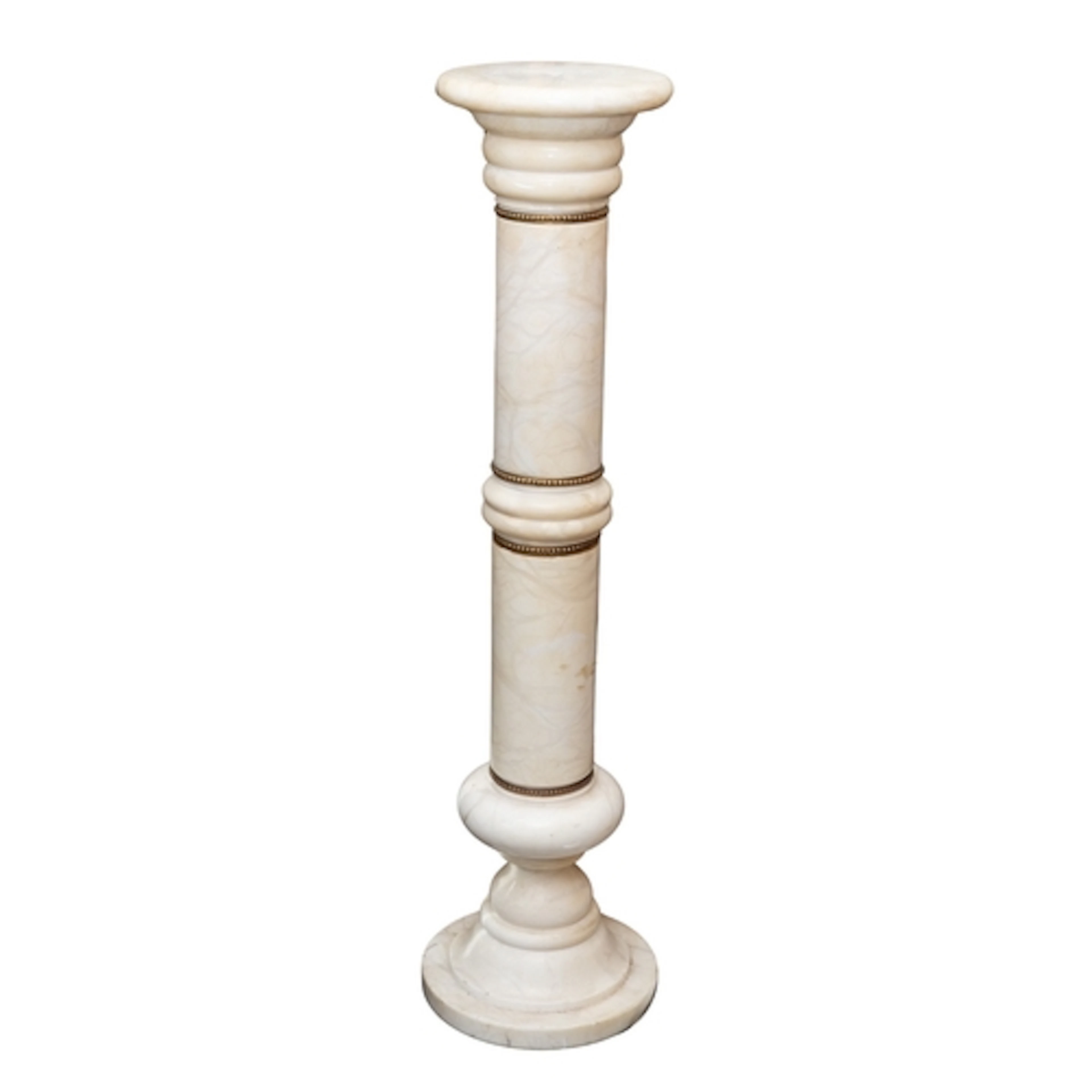A Continental cream marble and metal mounted pedestal, moder...