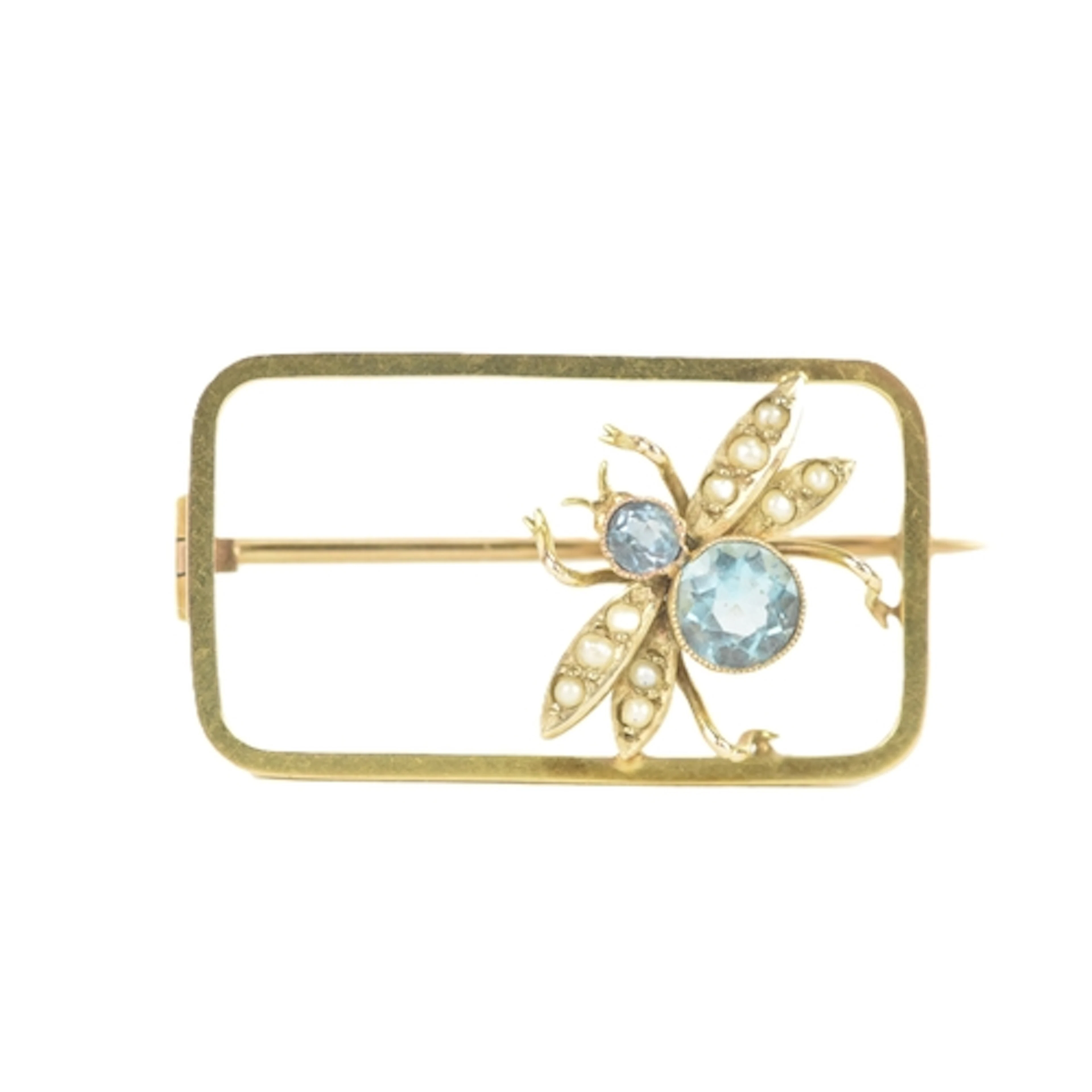A Edwardian 9ct yellow gold insect brooch, with two graduate...