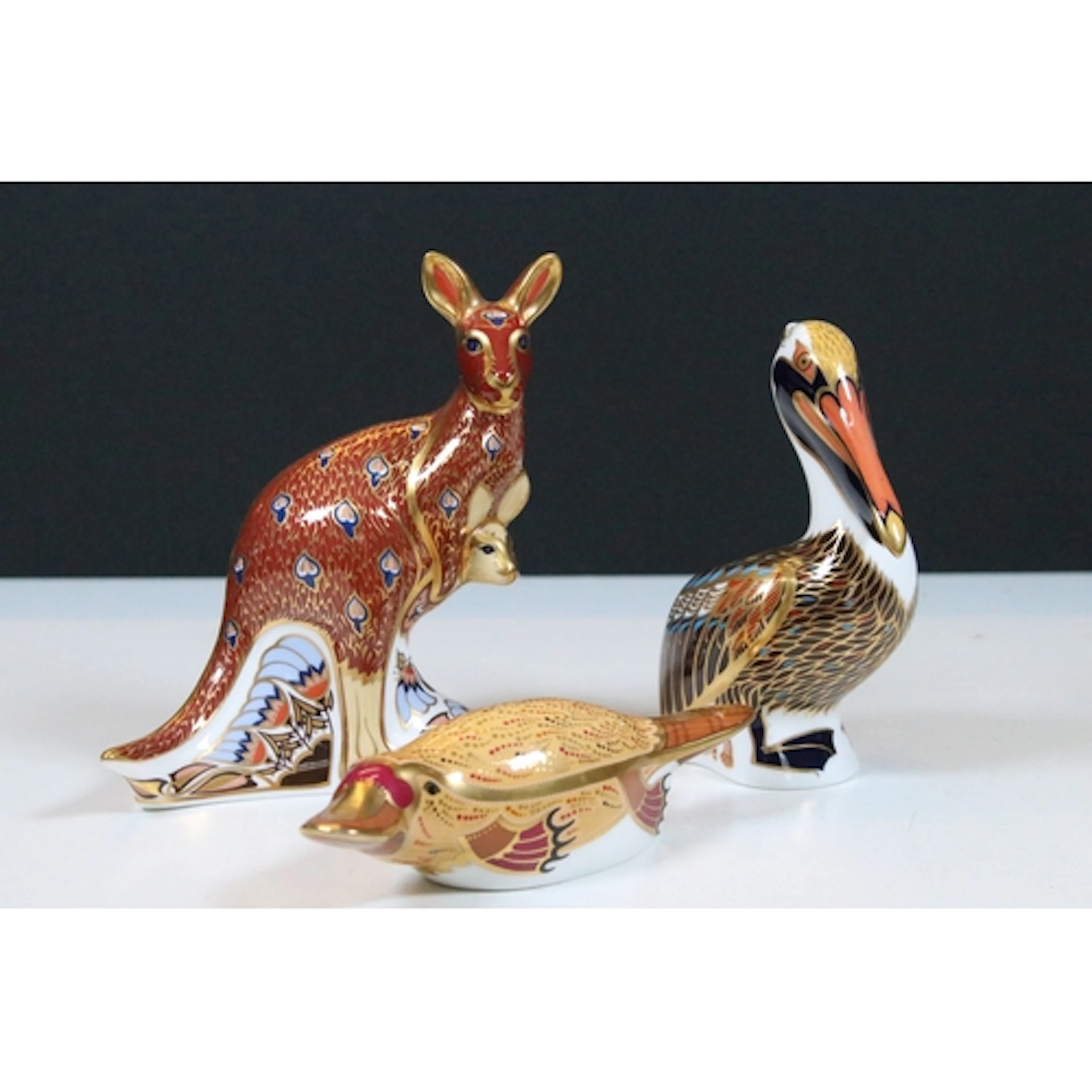 Three Royal Crown Derby paperweights to include Kangaroo wit...