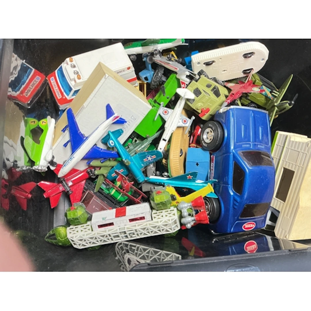 A Box Containing Playworn Diecast Including A Dinky Eagle. N...