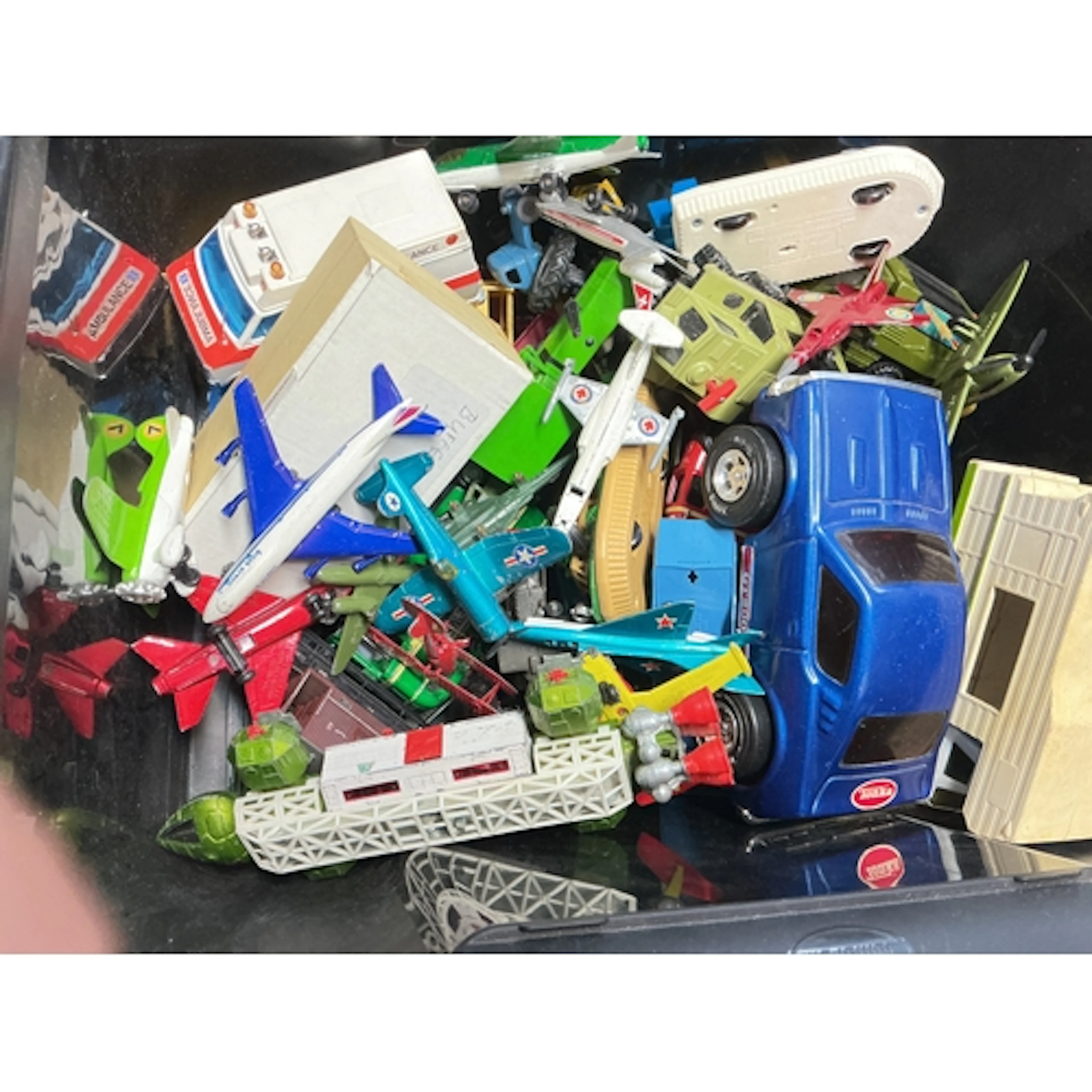 A Box Containing Playworn Diecast Including A Dinky Eagle. N...