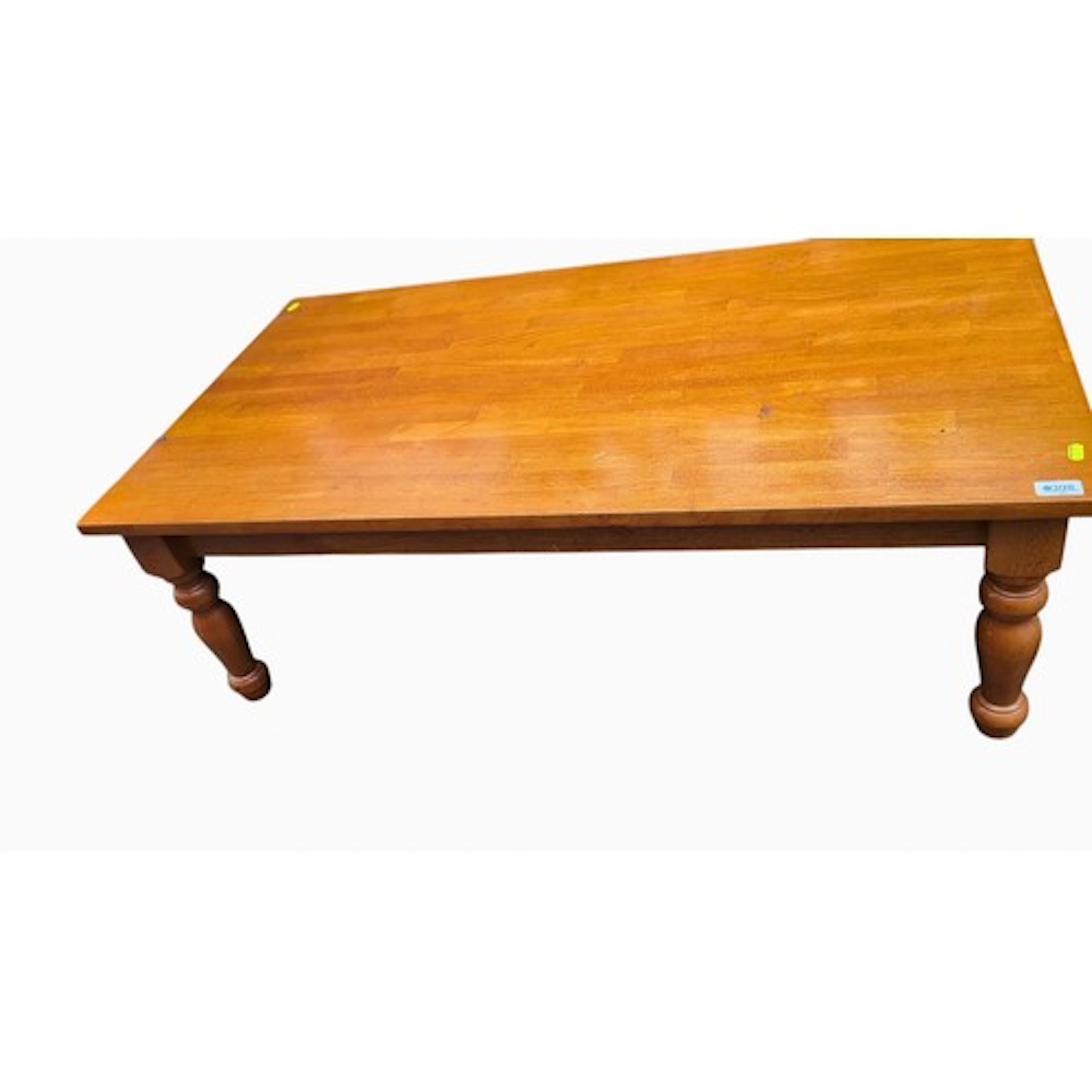 Rectangular hardwood coffee table.