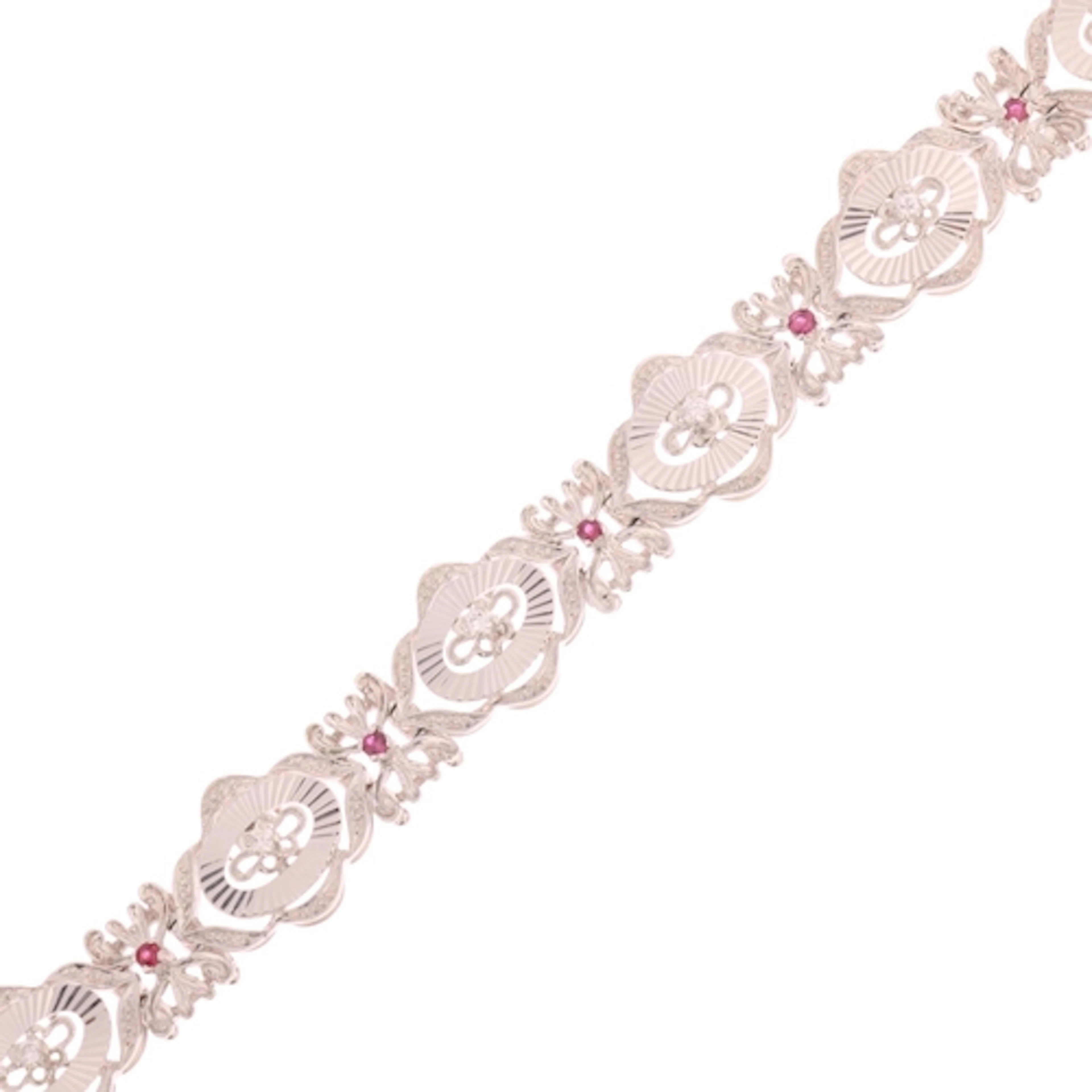 A Vintage 18ct white gold ruby and diamond panel bracelet, c...