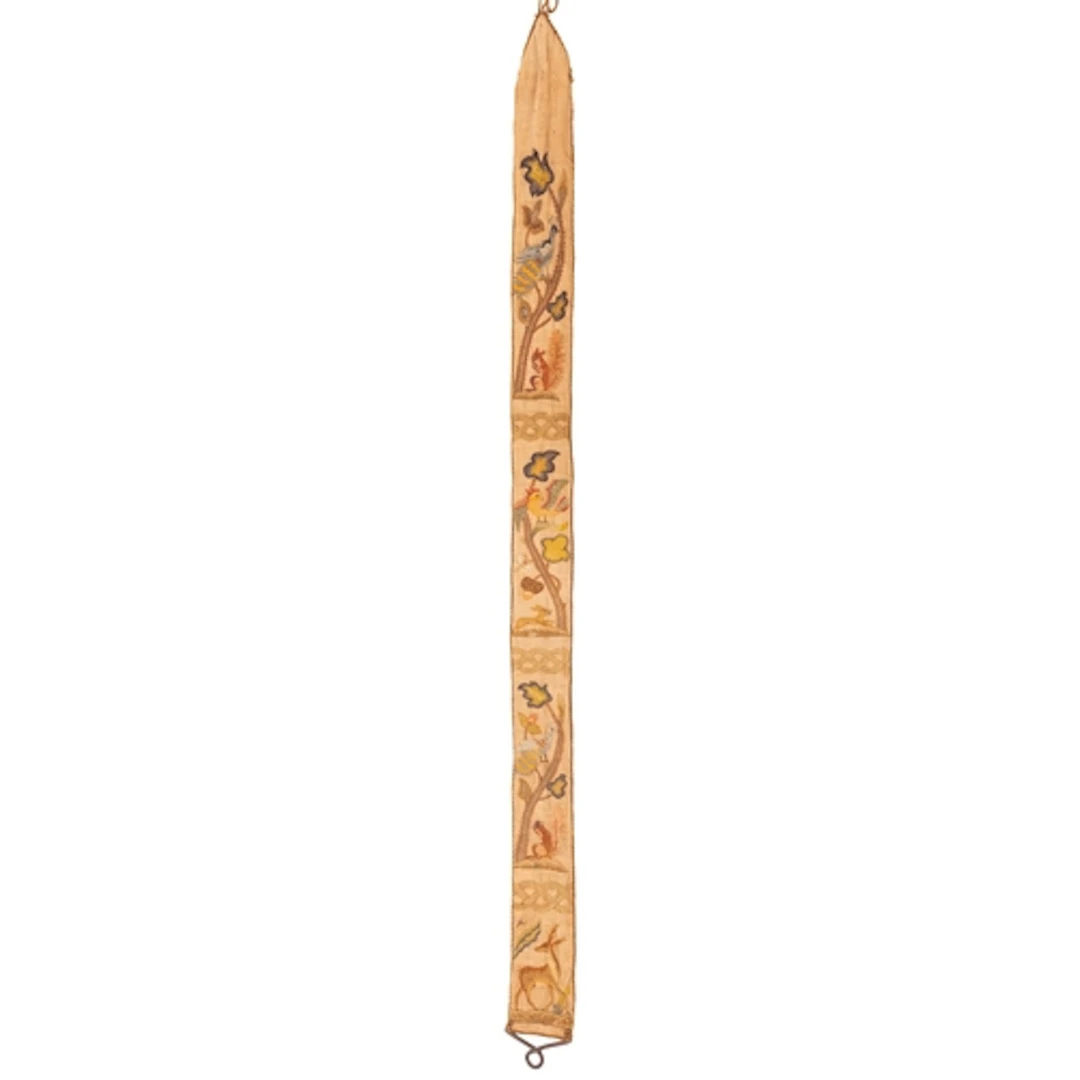 A crewel-work embroidered bell-pull, possibly French, 19th c...