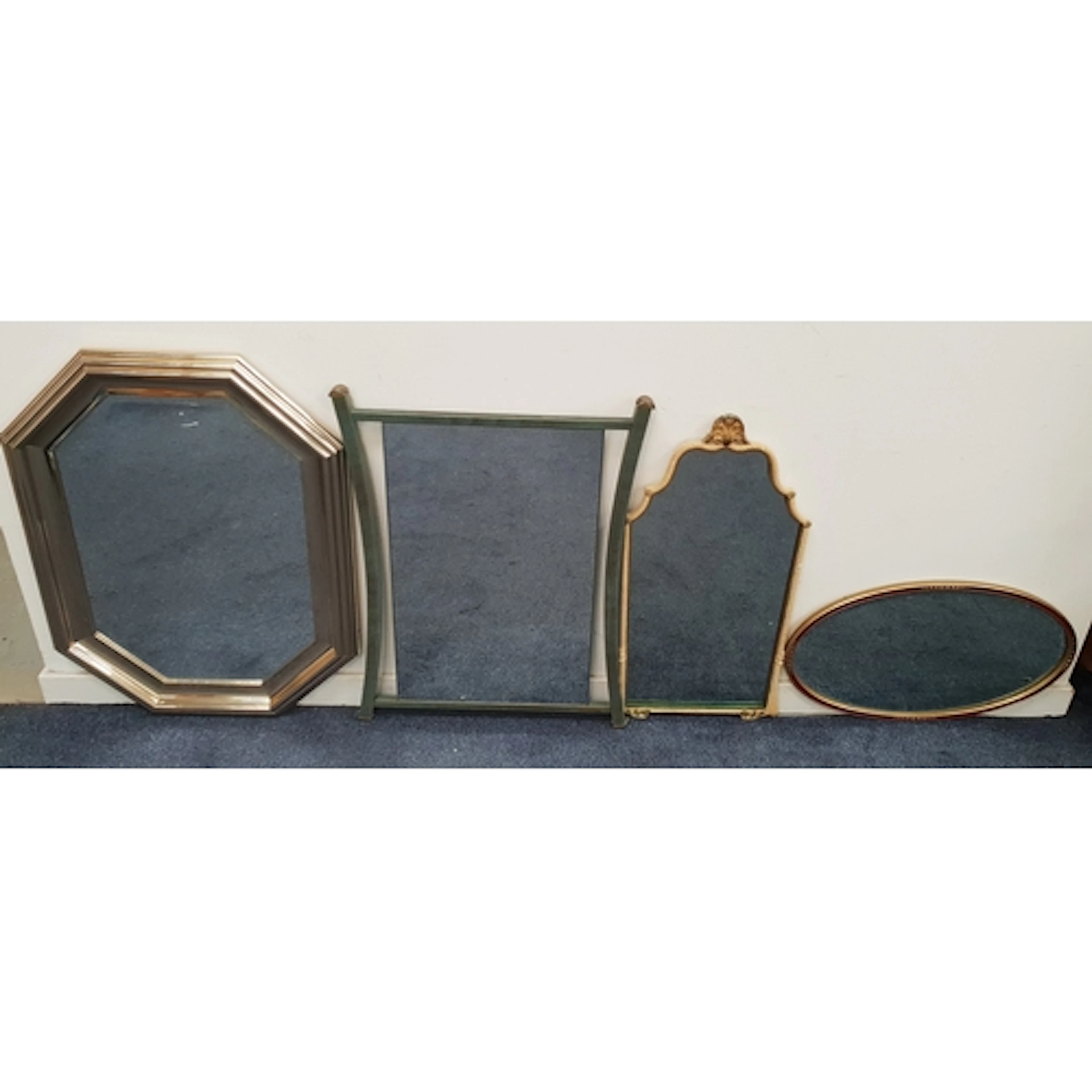 SELECTION OF FOUR DECORATIVE WALL MIRRORS comprising a large...