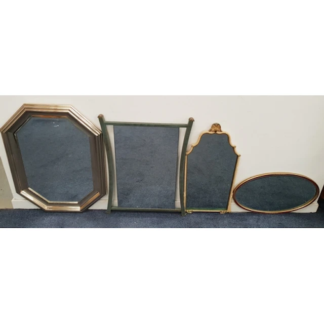 SELECTION OF FOUR DECORATIVE WALL MIRRORS comprising a large...