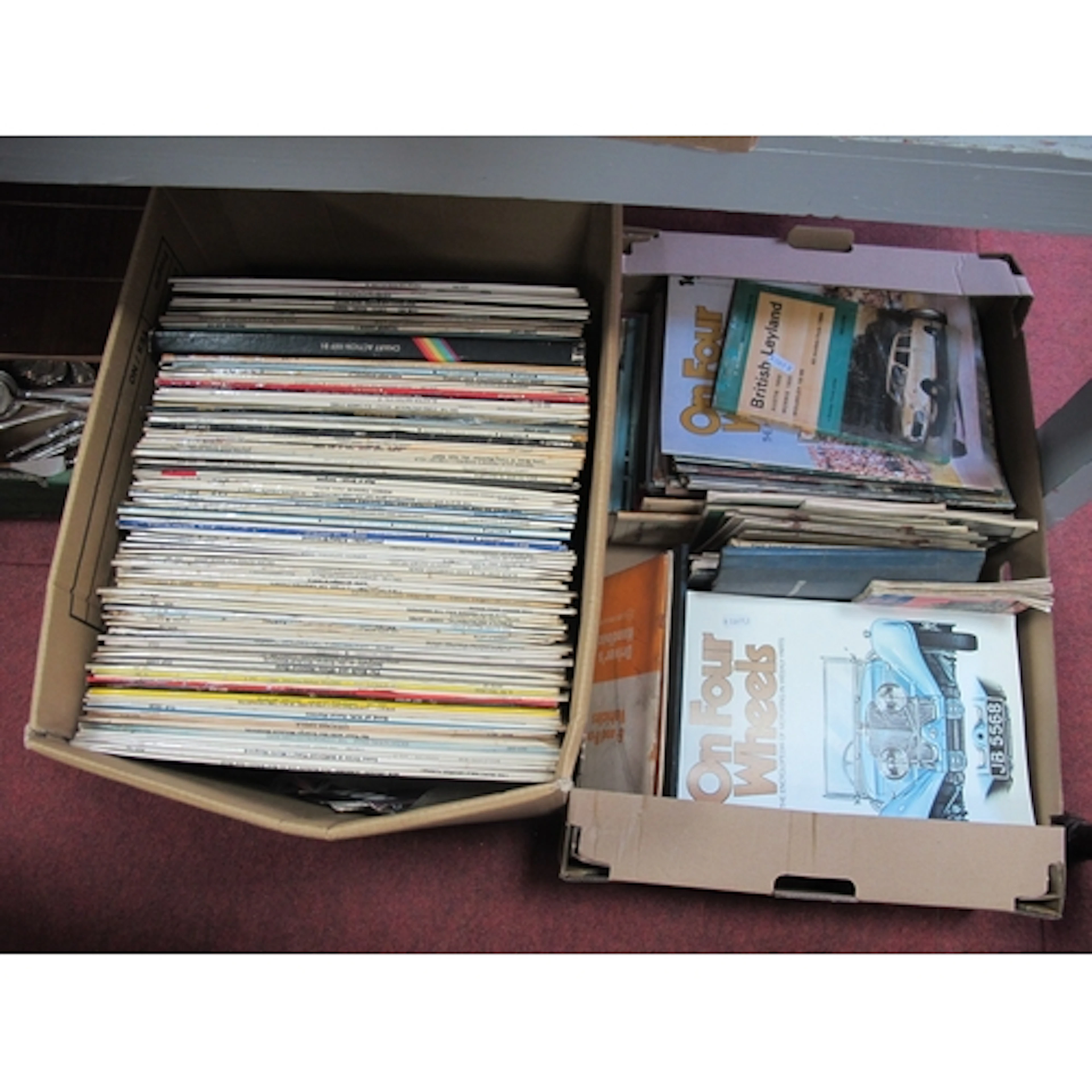 Vintage vinyl records and magazines, including quantity of m...