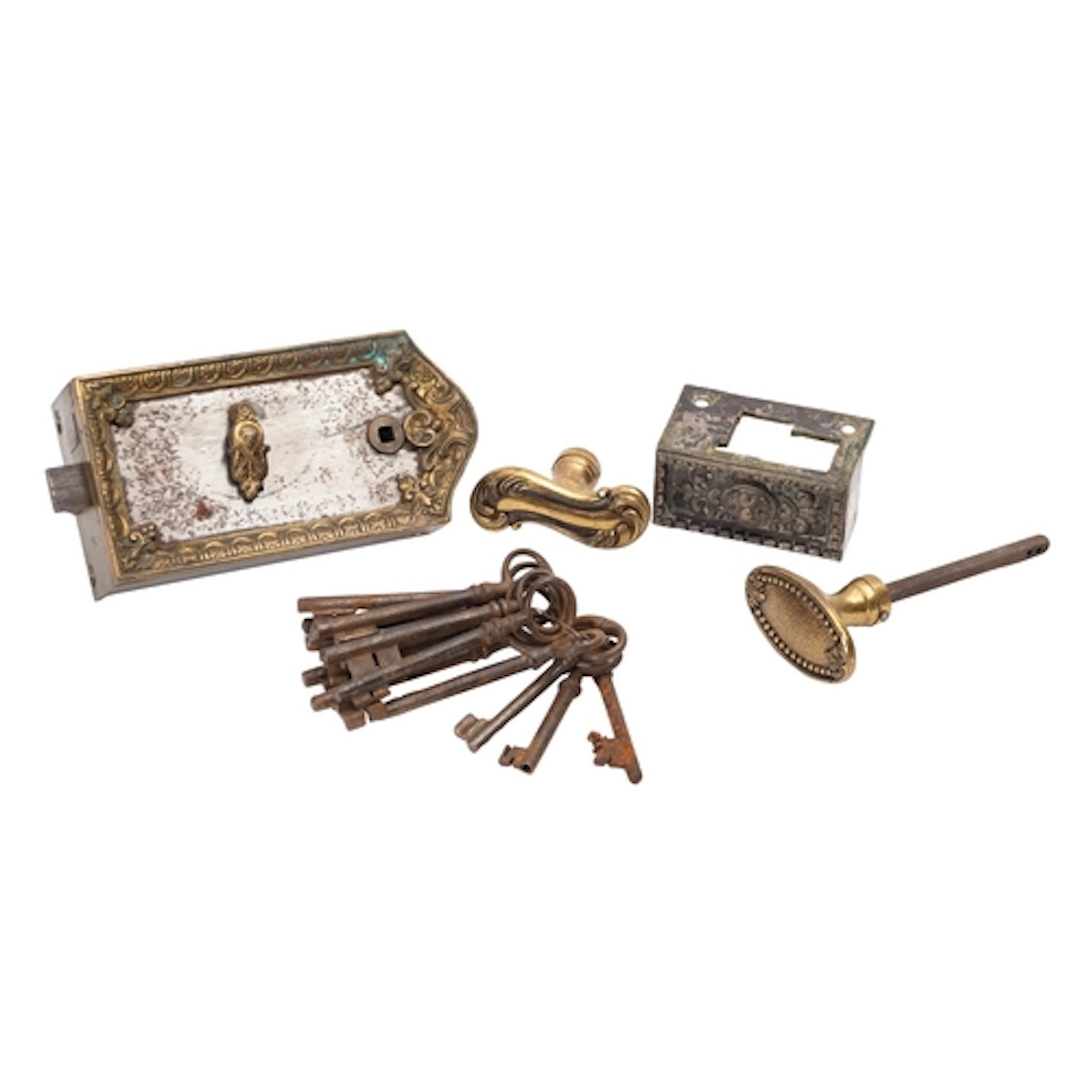 A fine steel and gilt bronze door lock, in Rococo Revival ta...