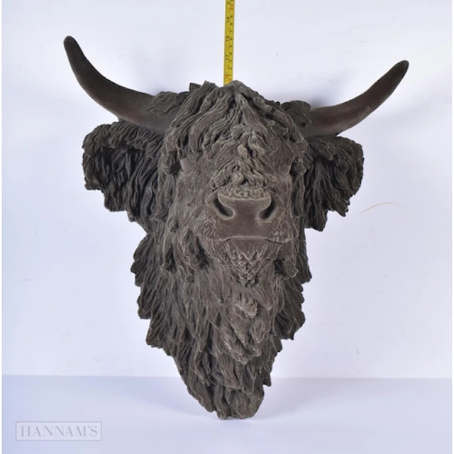 A full size wall mounted Trophy style fabric Highland cow sc...