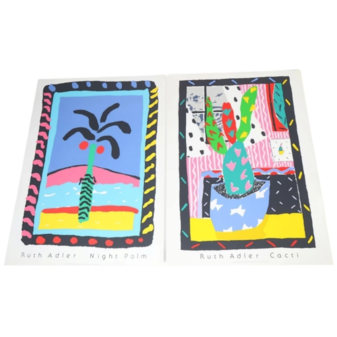 Two screen print posters by RUTH ADLER, Cacti-Night Palms, a...