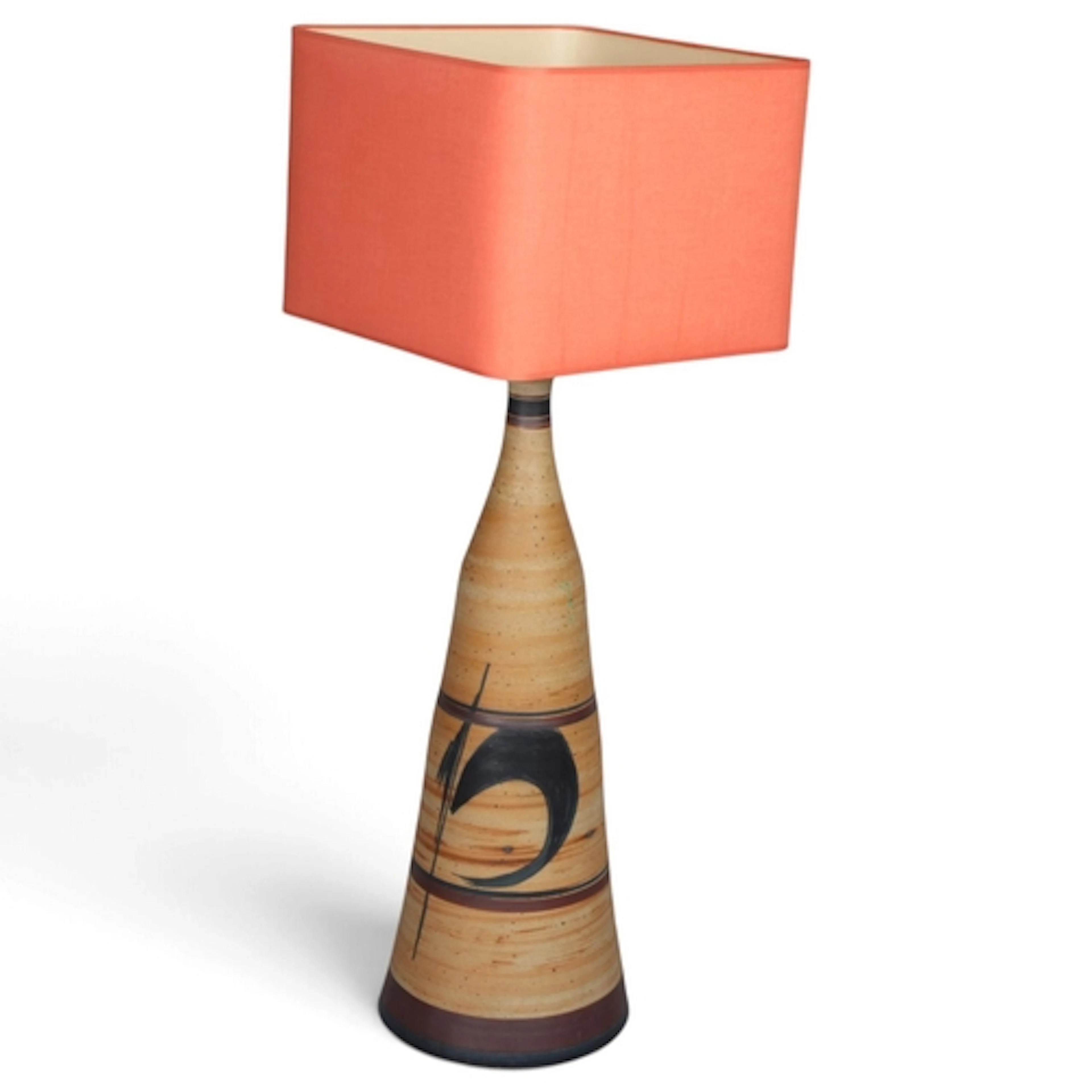 A mid-century studio pottery stoneware floor standing lamp, ...