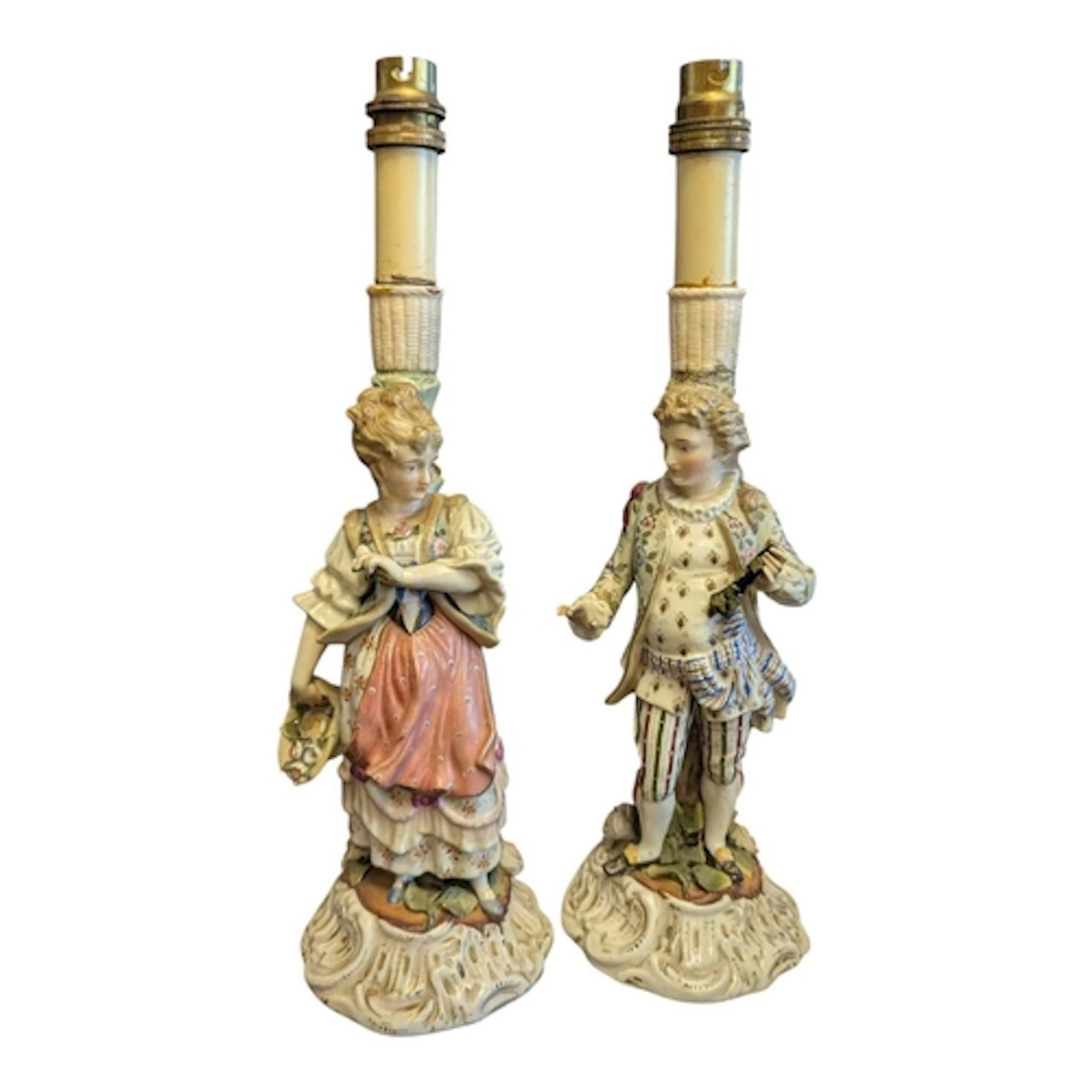A pair of early 20th century Meissen / Dresden figural porce...
