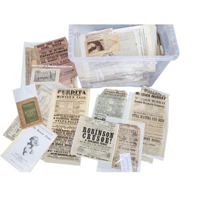 A gallimaufrey of theatre ephemera; playbills, prints, sheet...