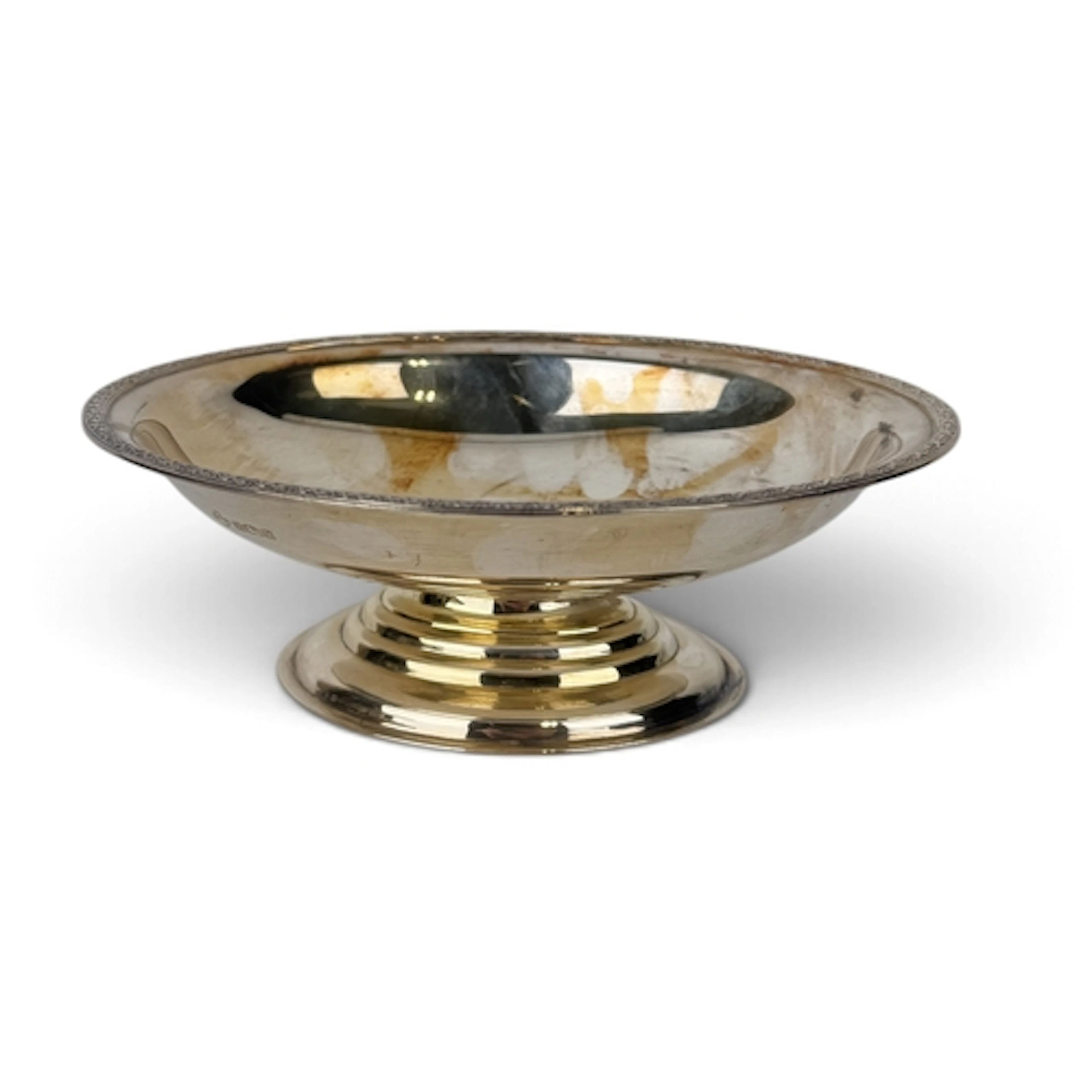 A STERLING SILVER OVAL PEDESTAL BOWL Weight: 167gms...