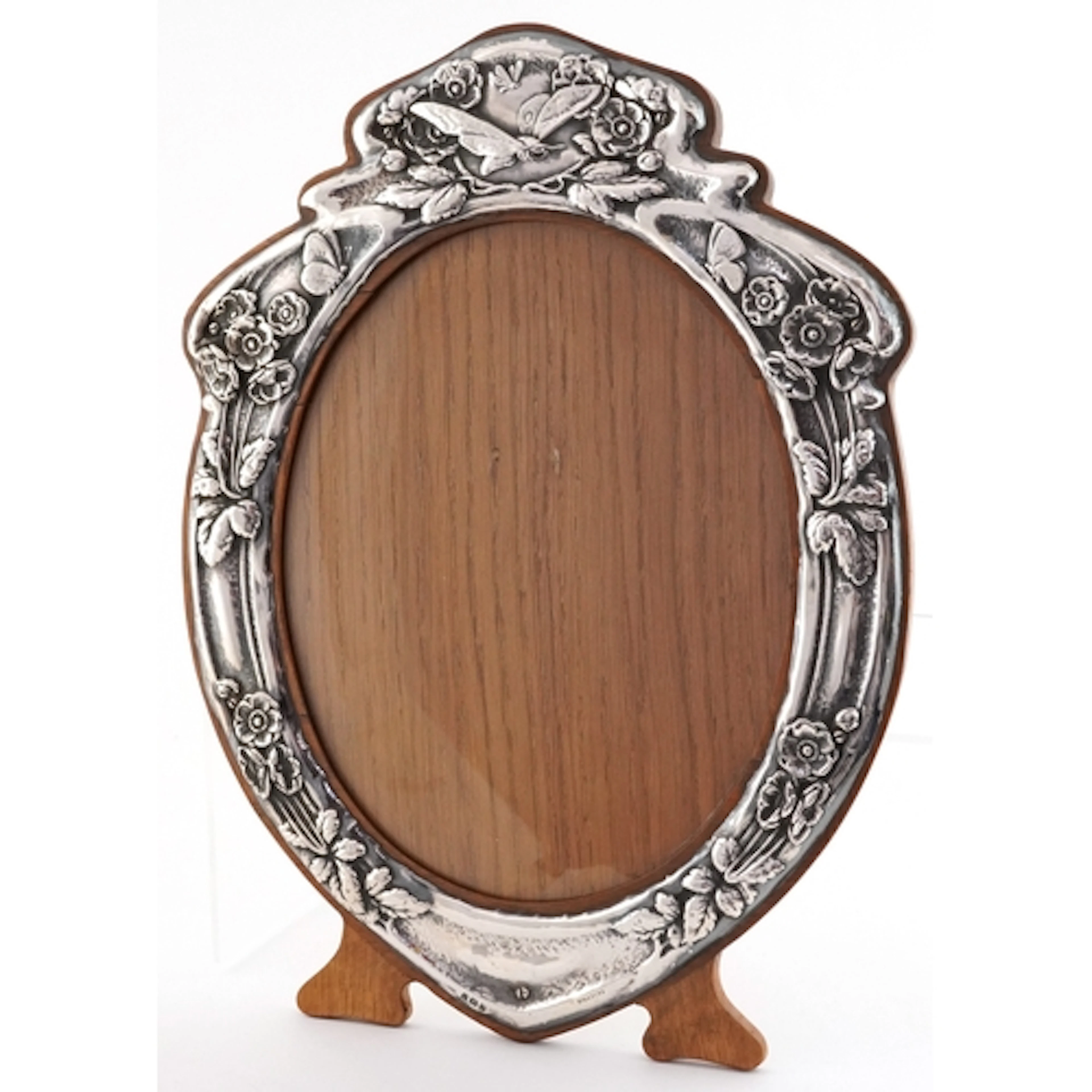 Henry Charles Freeman, large Art Nouveau silver and oak ease...