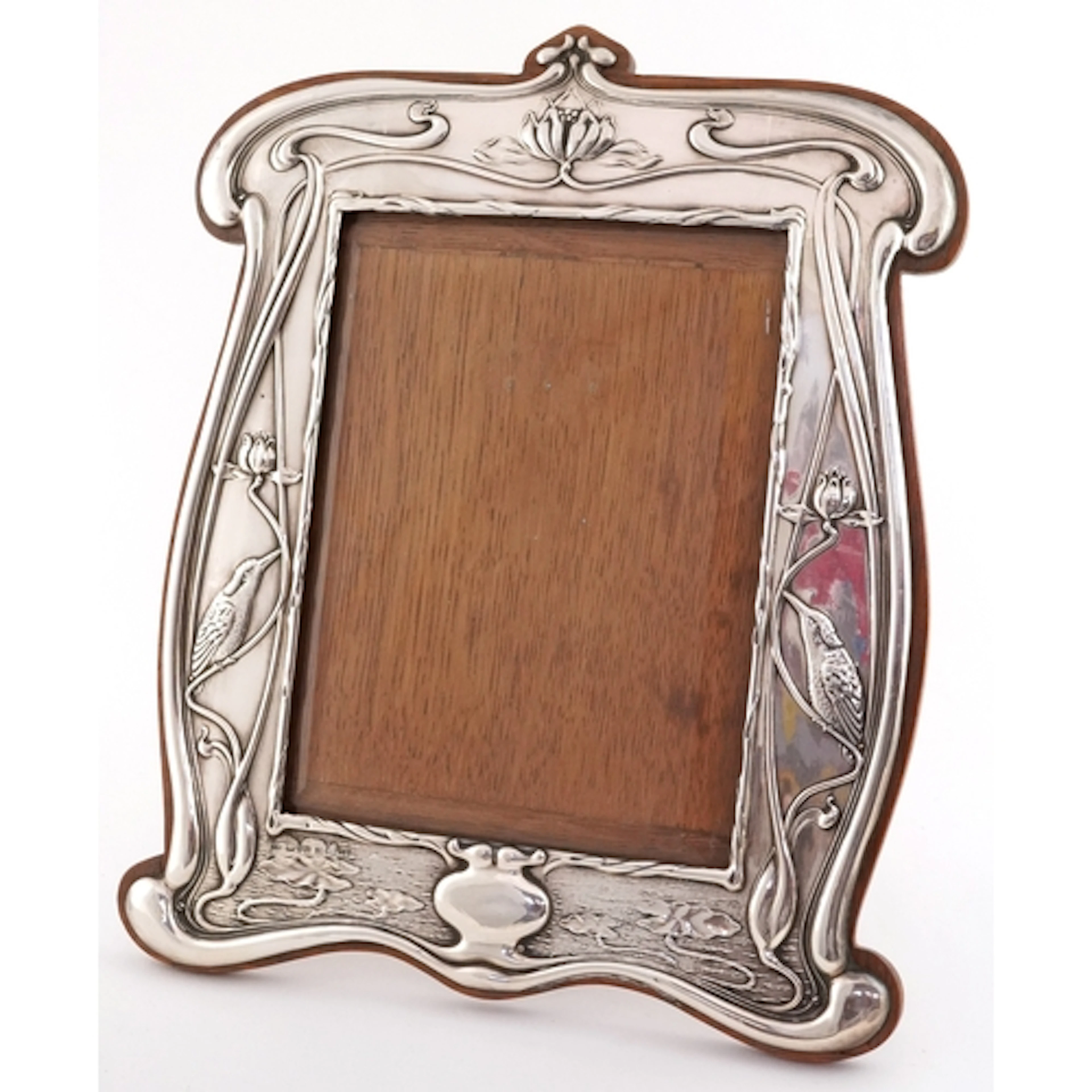William Neale, large Art Nouveau silver and oak easel photo ...