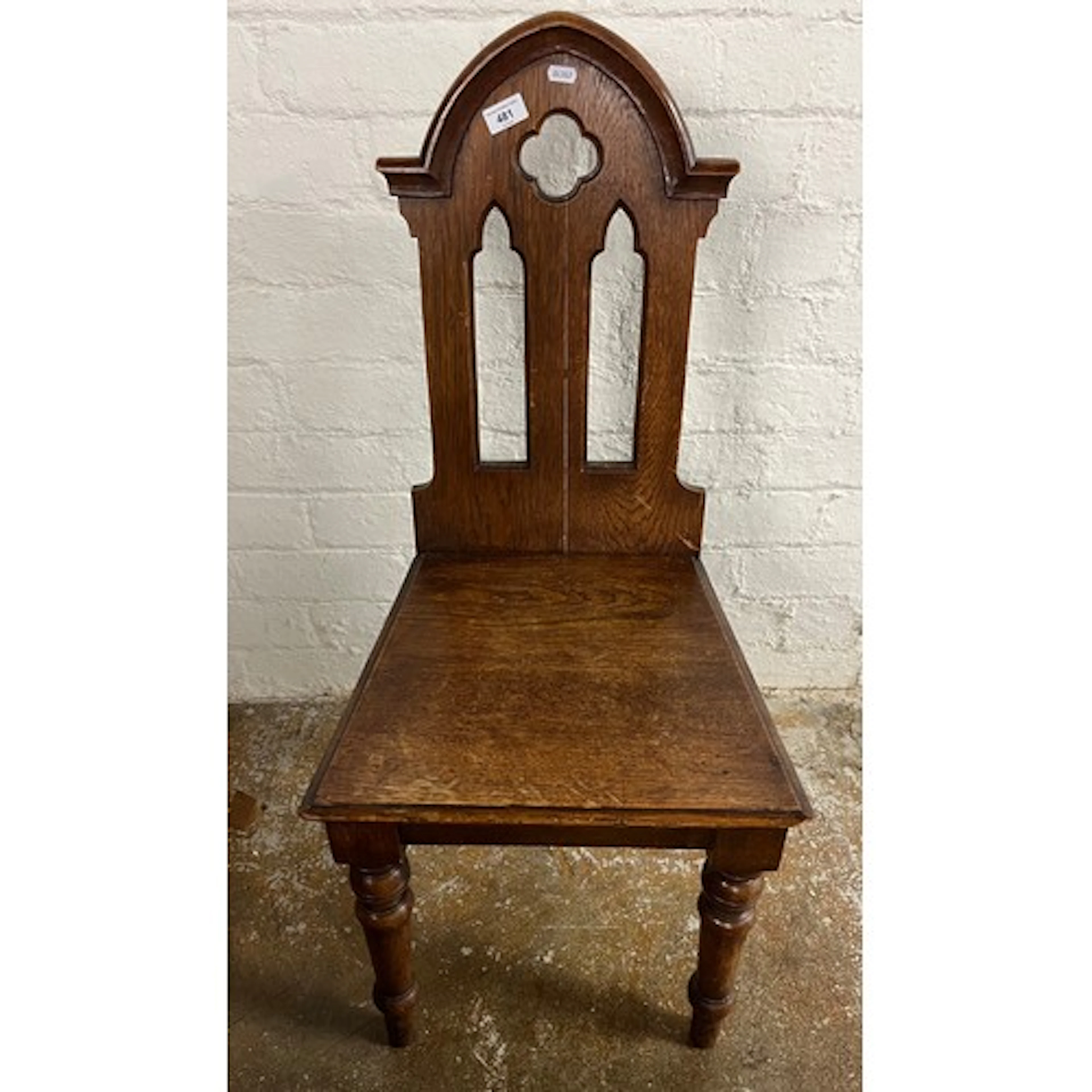 Victorian oak hall chair.