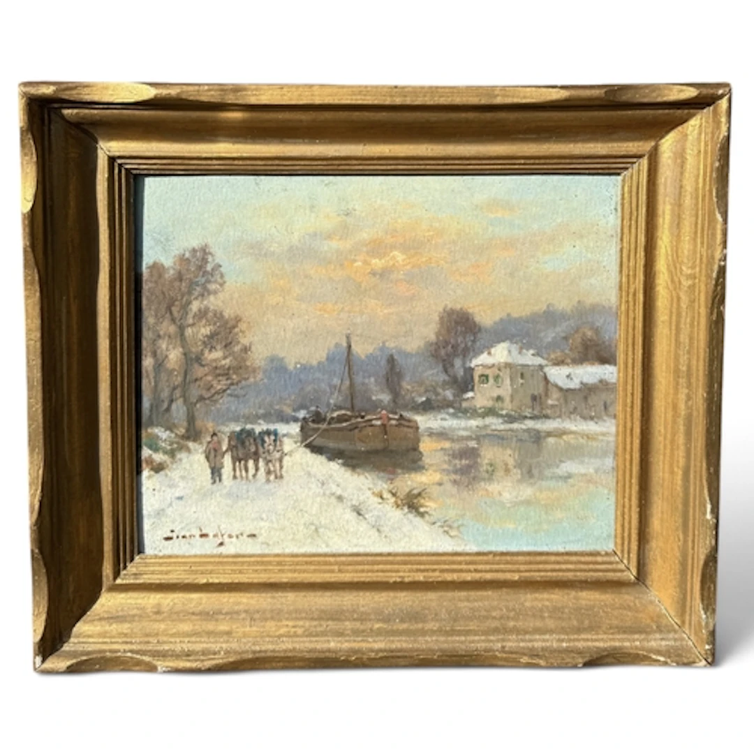 EARLY 20TH CENTURY EUROPEAN SCHOOL: FIGURE AND HORSES WALKIN...
