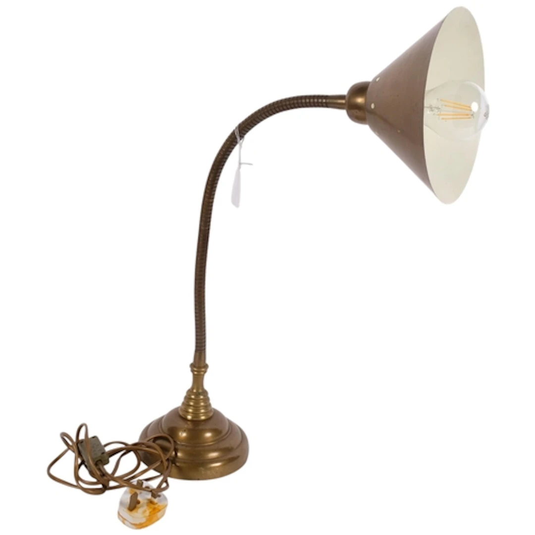 A Vintage brass adjustable desk lamp