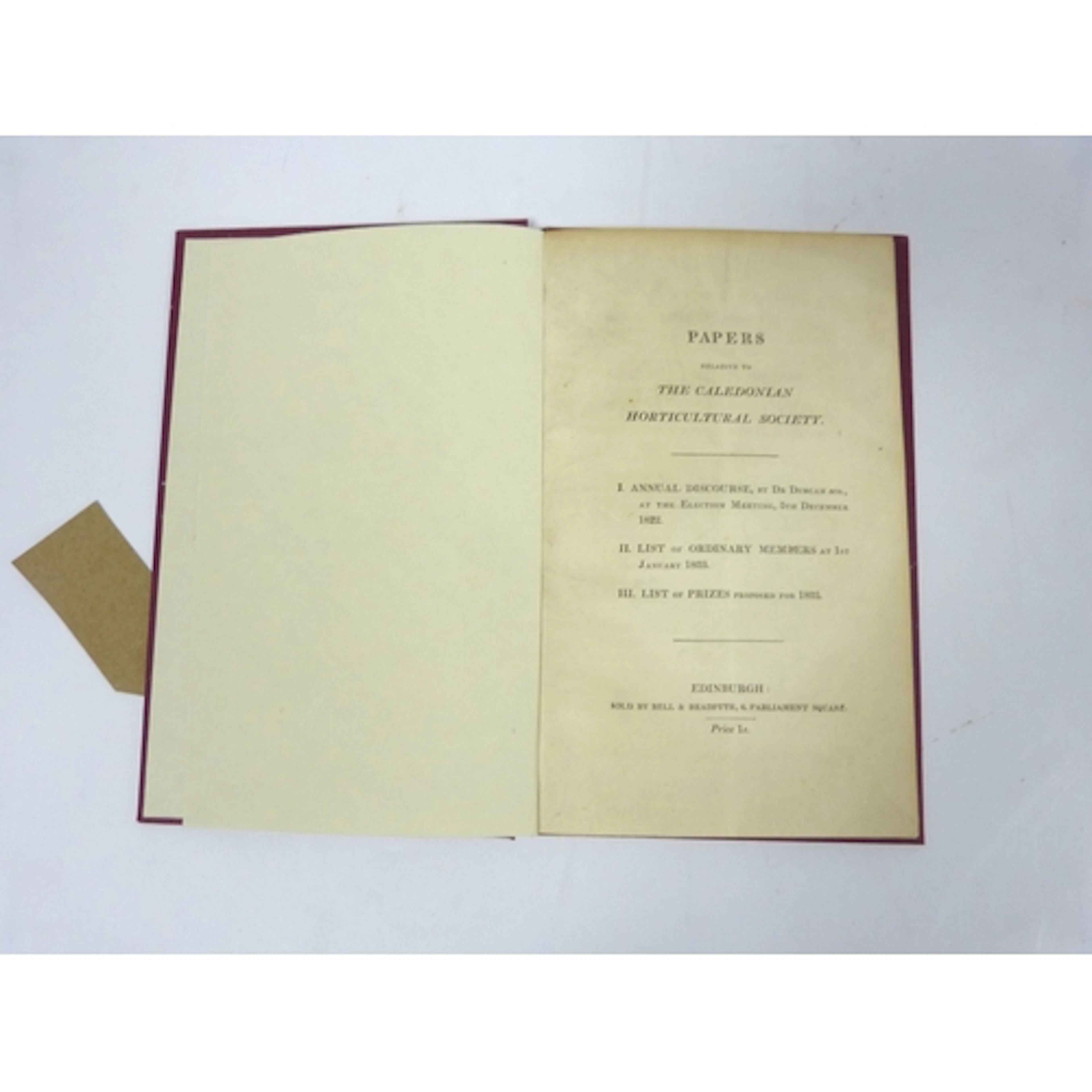 CALEDONIAN HORTICULTURAL SOCIETY. Papers comprisi...