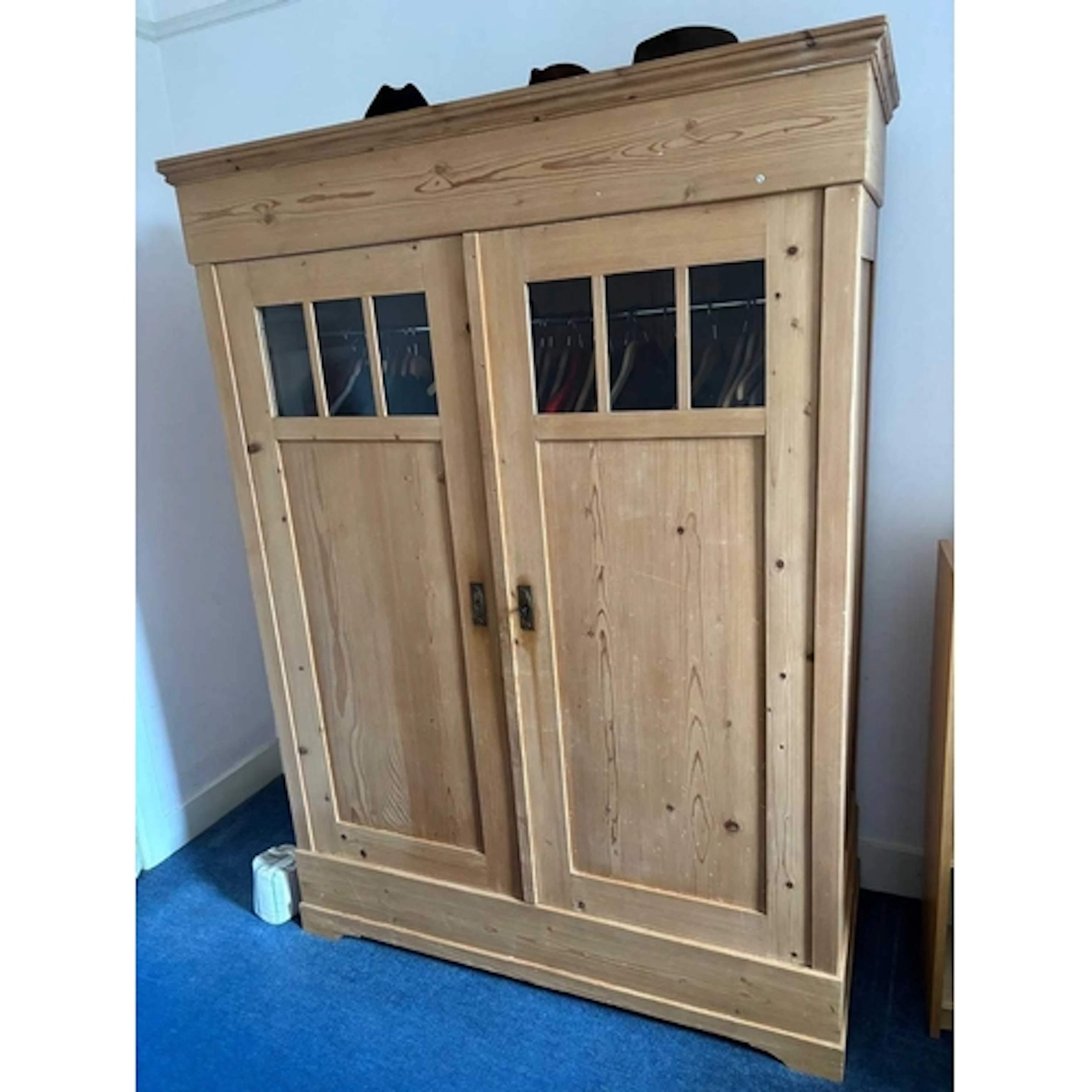 A Scandinavian 20th century pine wood sentry box / double do...
