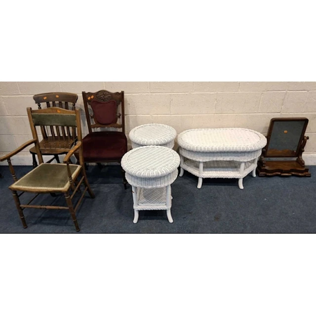 A SELECTION OF OCCASIONAL FURNITURE, to include a white pain...