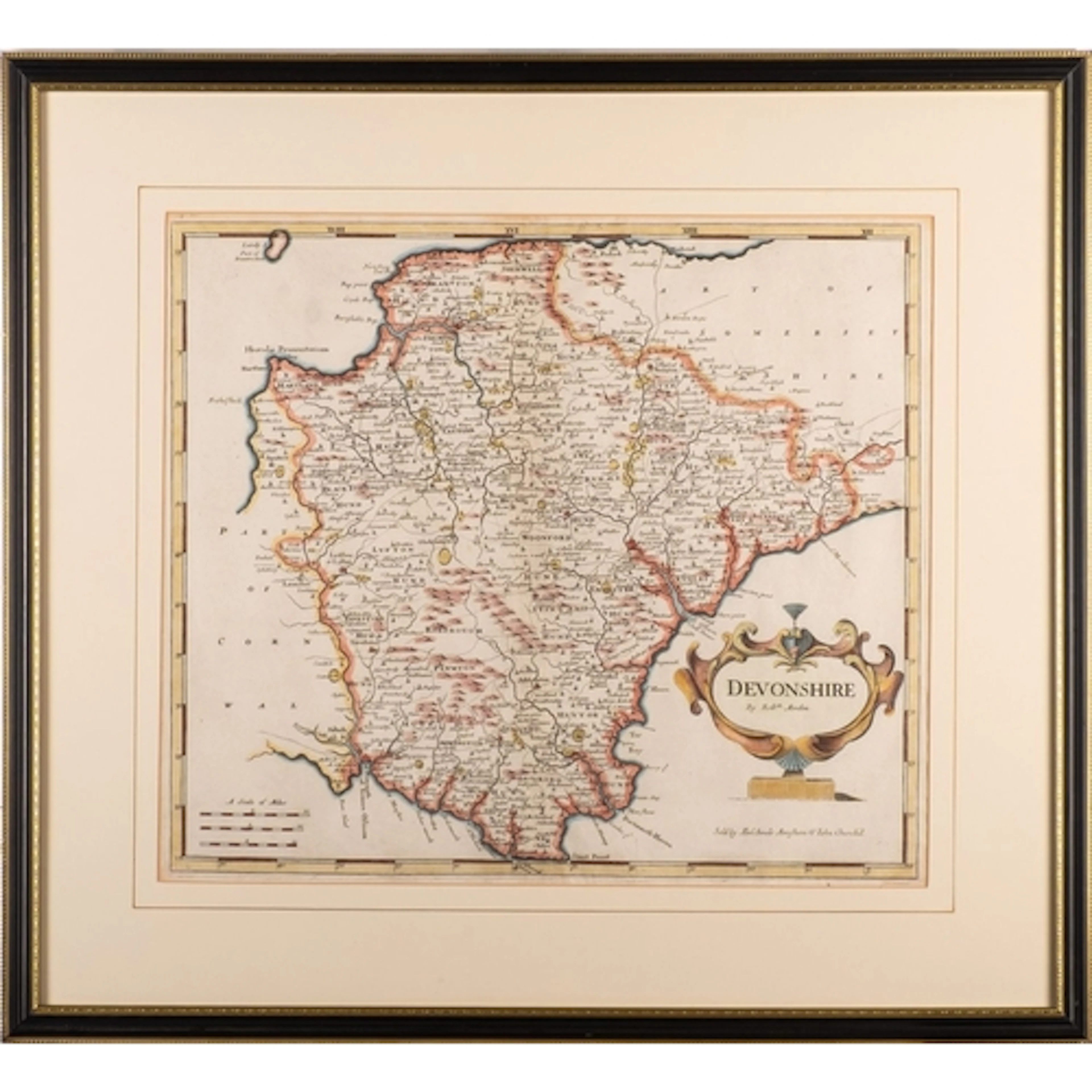 DEVON. MORDEN, Robert. Devonshire, hand-coloured engraved ma...