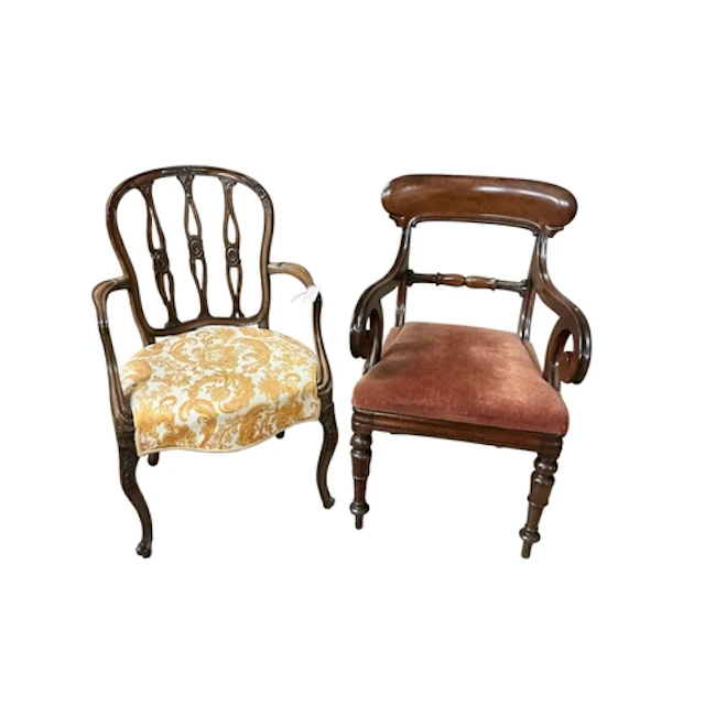 A fine quality Hepplewhite style mahogany elbow chair, width...