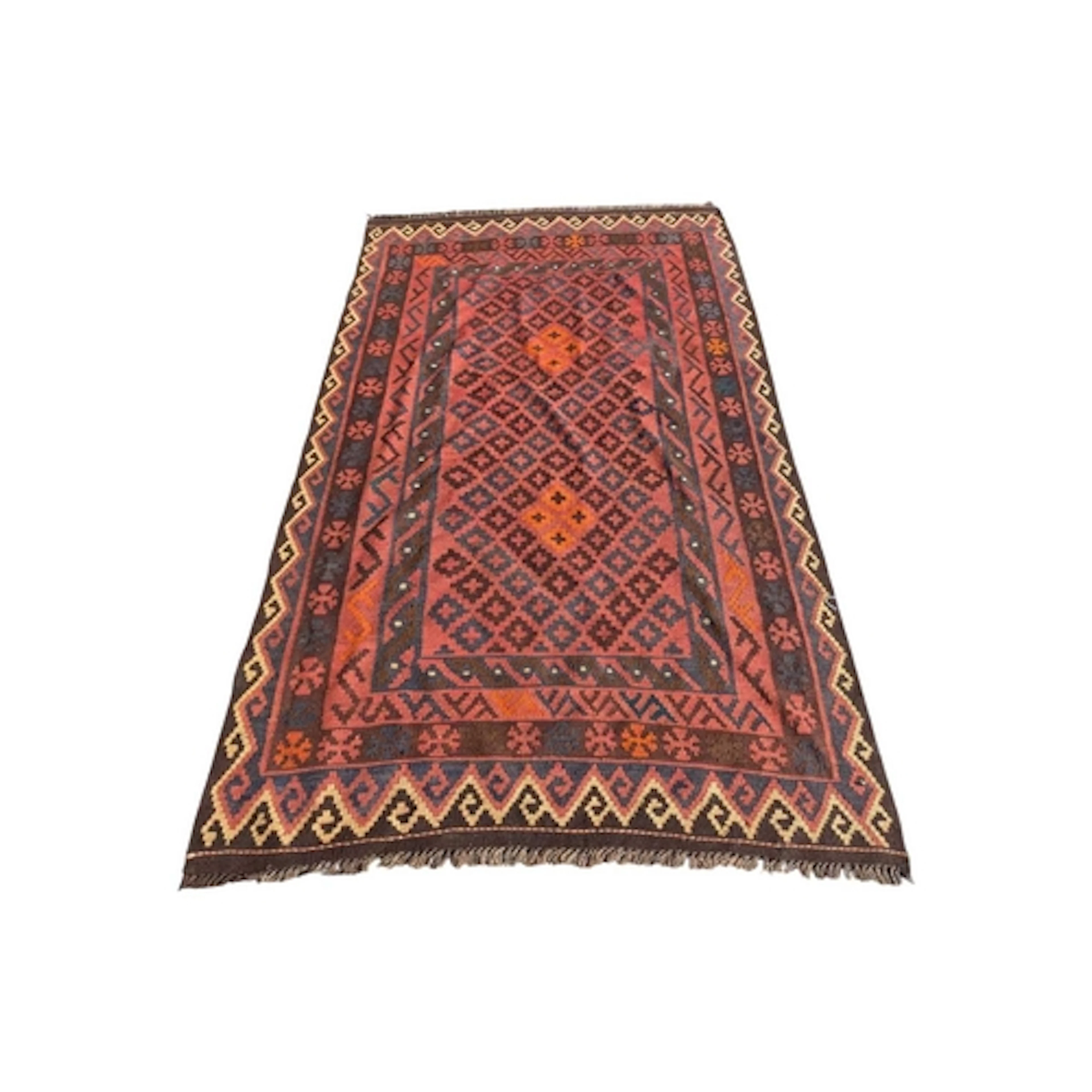 A 20th centurry Turkish wool kilim rug carpet. The carpet ha...
