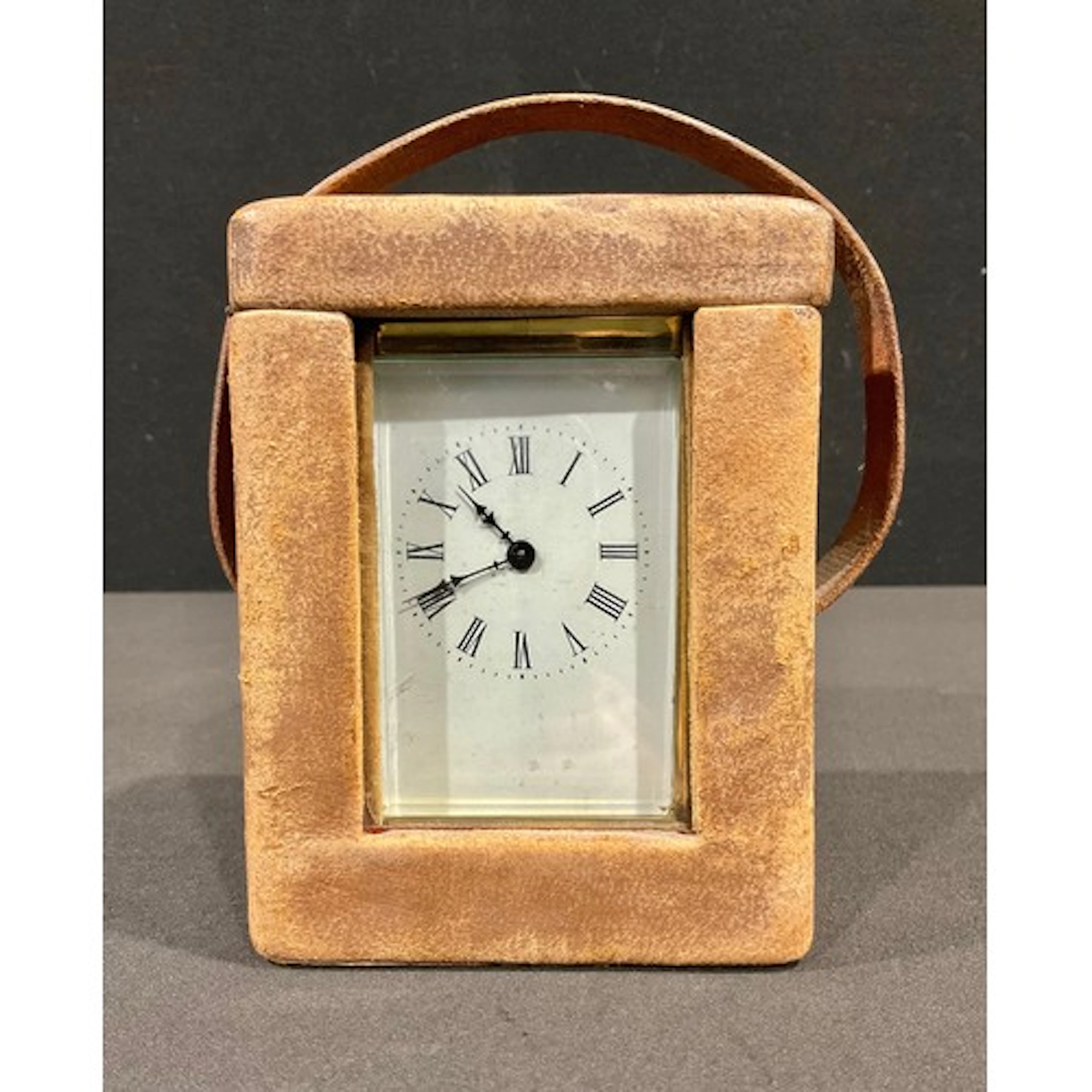 A 19th century brass carriage clock, rectangular enamelled w...