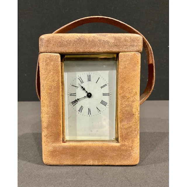 A 19th century brass carriage clock, rectangular enamelled w...